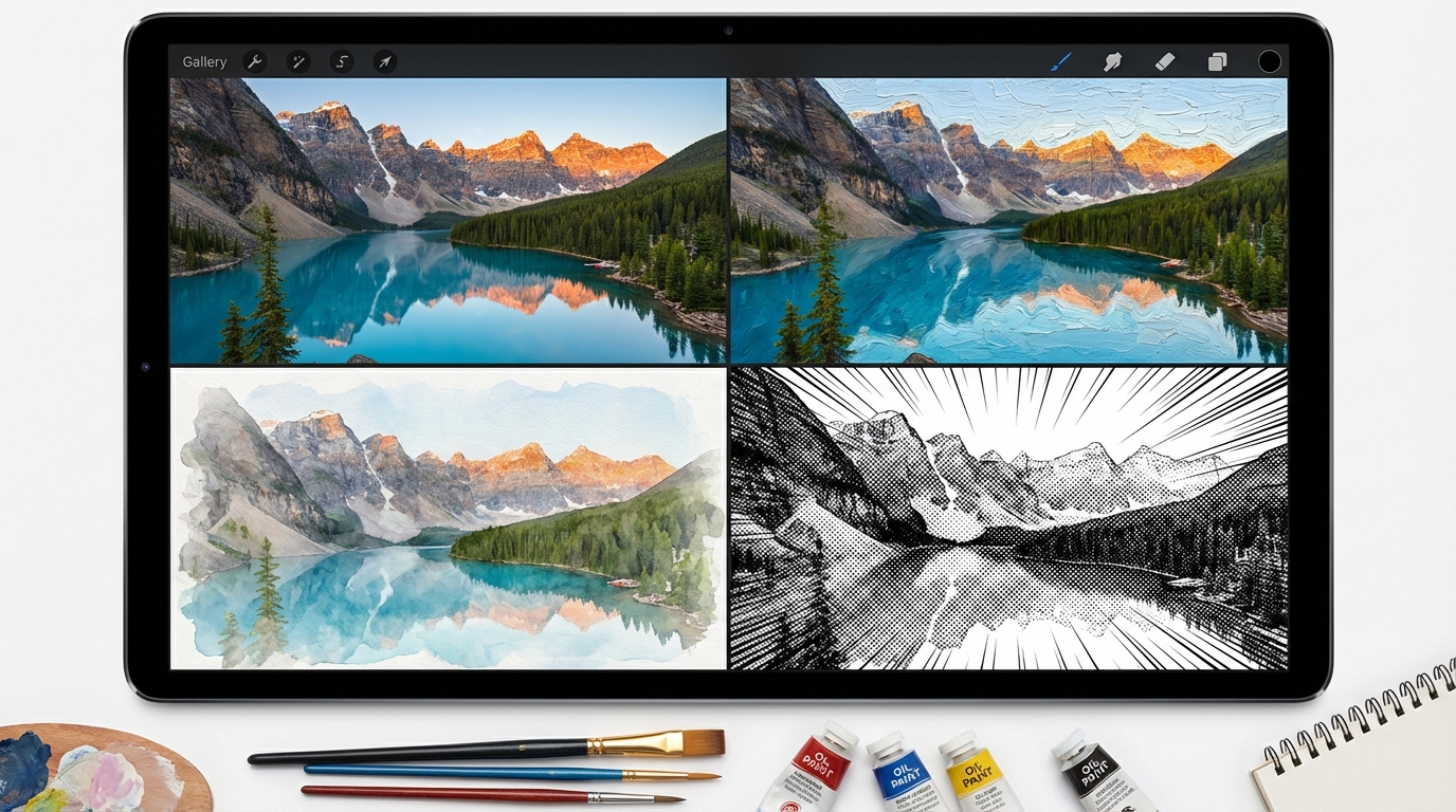 AI风格修图：一键把照片变成油画、水彩、漫画