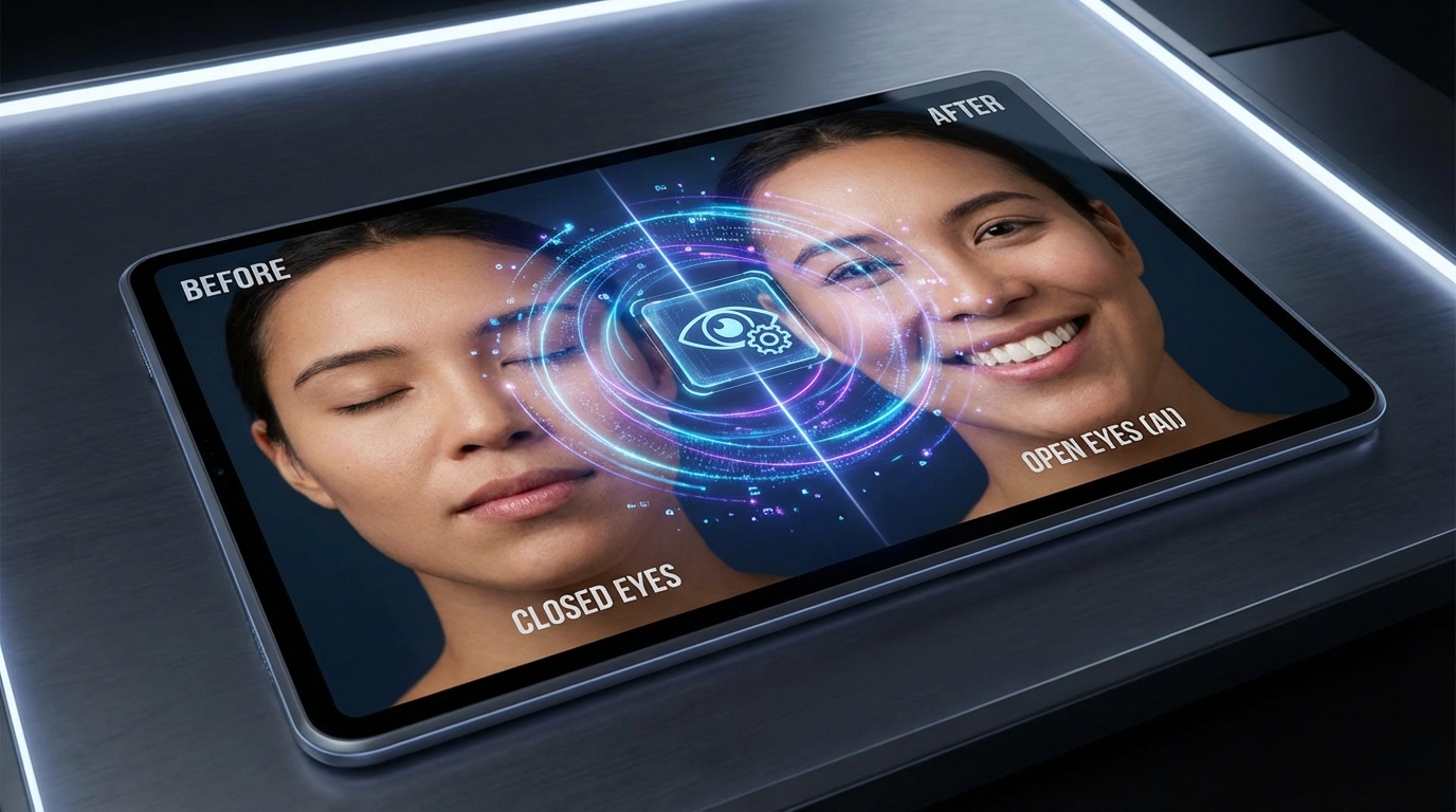 AI修图睁眼功能：闭眼照片也能救回来