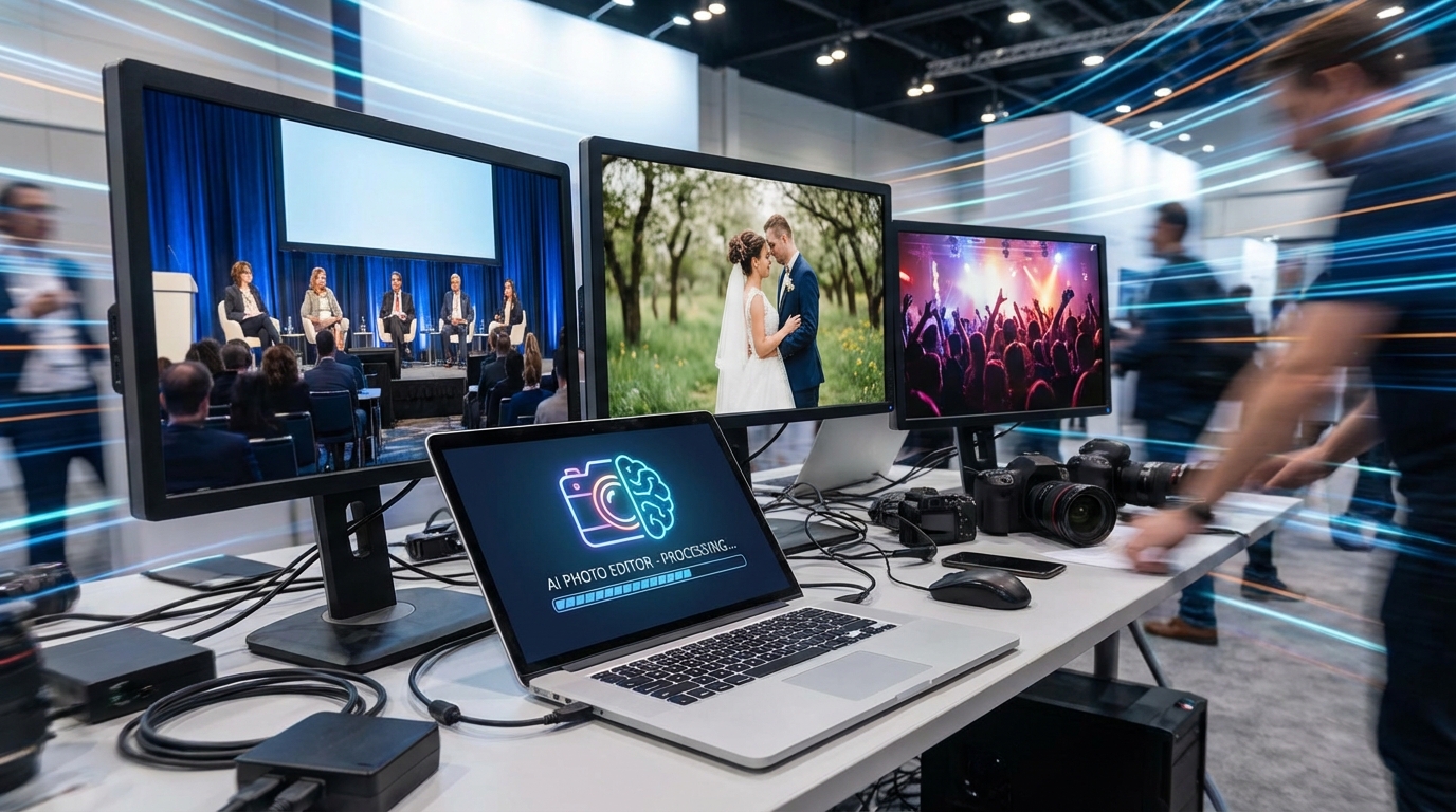 活动照片AI修图：会议、婚礼、聚会图快速出片