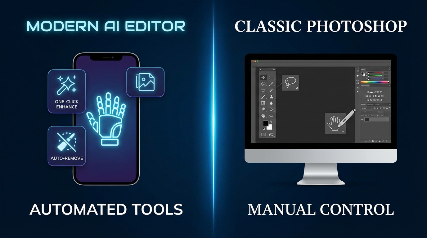 AI修图软件和PS怎么选？2026年该学哪个