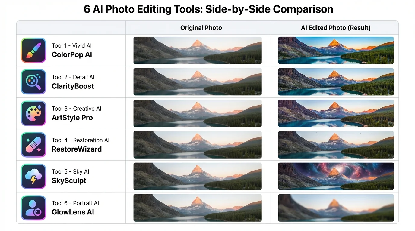 修图AI横向对比：6款主流AI修图工具效果实测