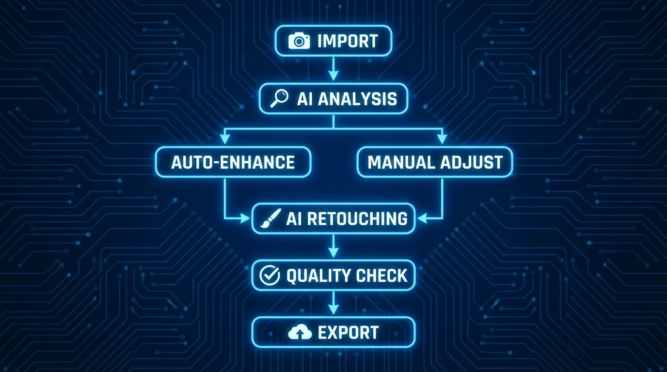 AI修图完整过程揭秘：从导入到出图每一步在做什么
