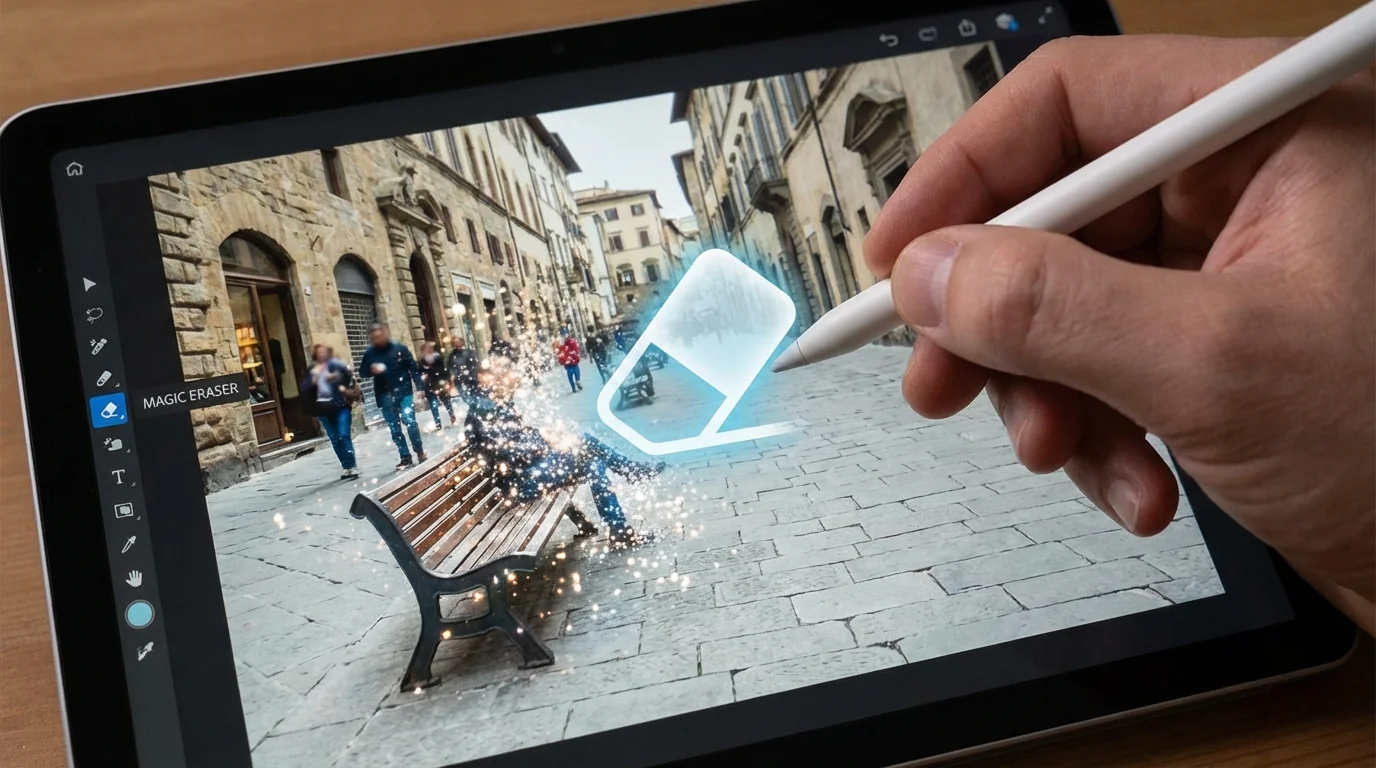 AI修图擦除教程：多余的人、物、文字统统消失
