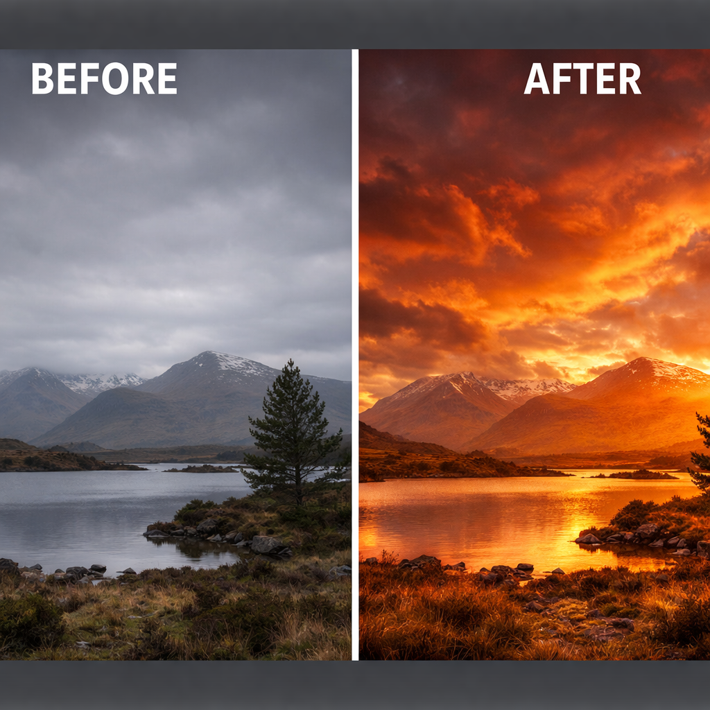 阴天照片AI修图：灰蒙蒙的天怎么调出好看的色调