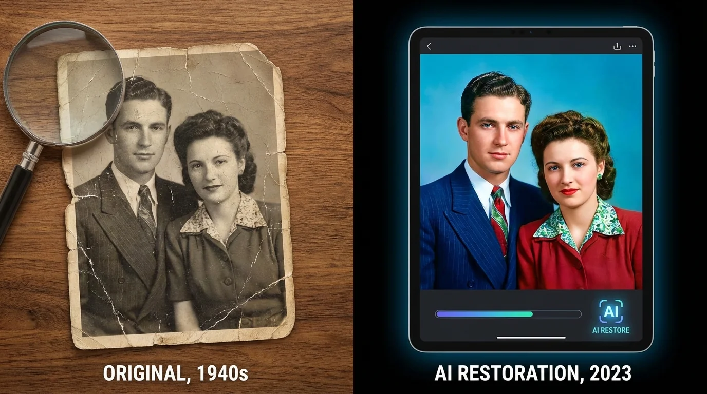 AI修复老照片教程：让泛黄褪色的历史照片焕发新生