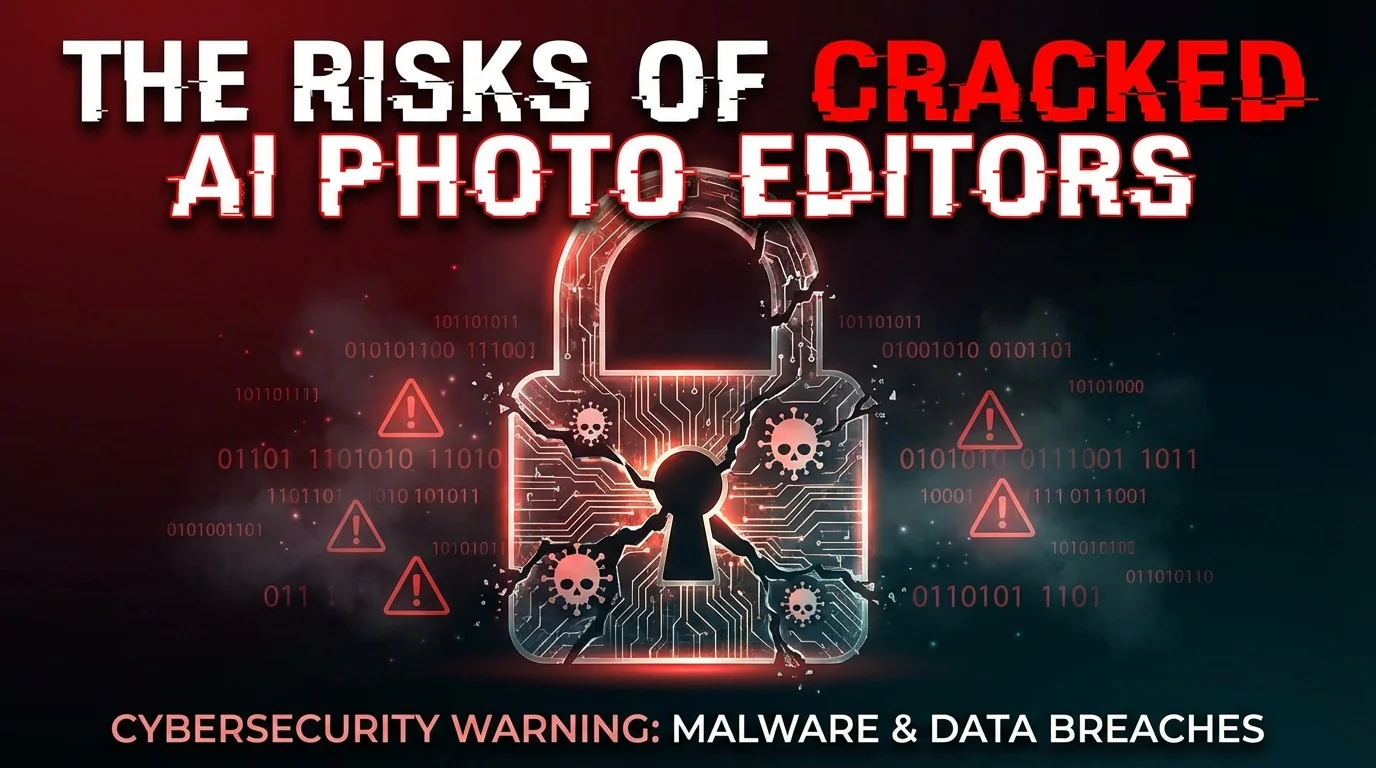 AI修图软件破解版的真实代价：病毒、封号和法律风险 - FlowPix
