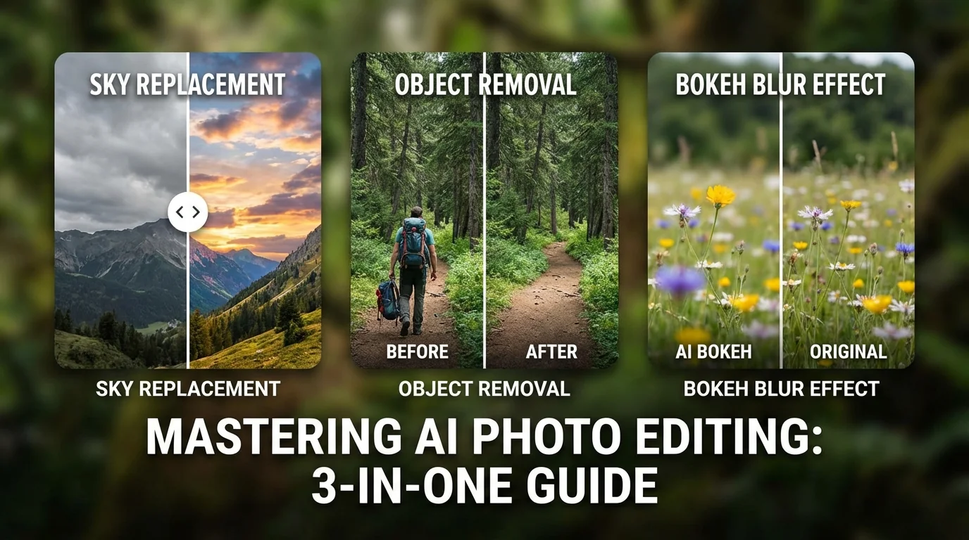 AI修图修背景终极教程：换天空、去杂物、虚化一步到位 - FlowPix