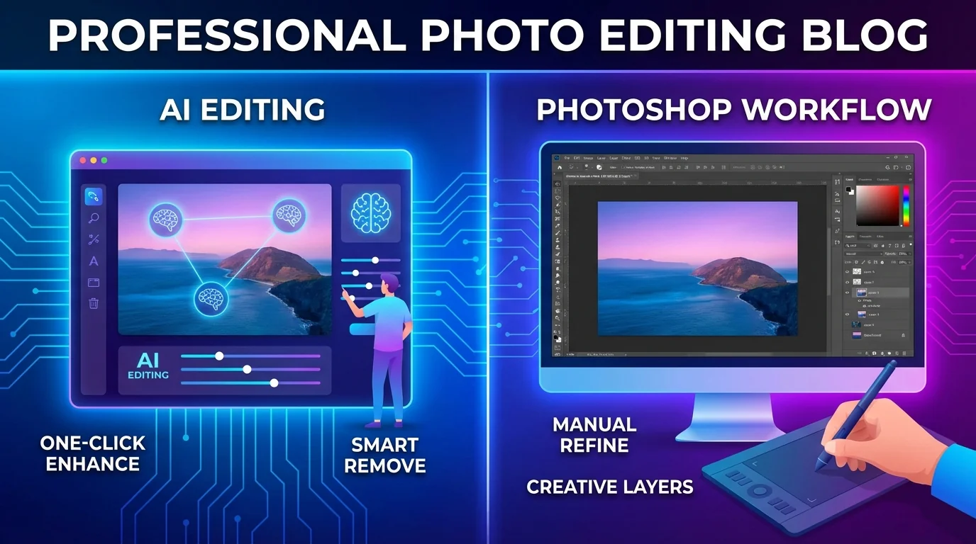 AI修图和PS修图到底怎么配合？双剑合璧效果翻倍 - FlowPix