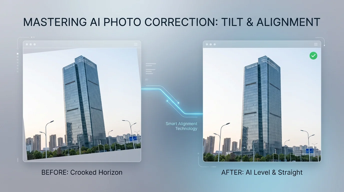 AI修图斜面矫正教程：歪了的照片一键拉正