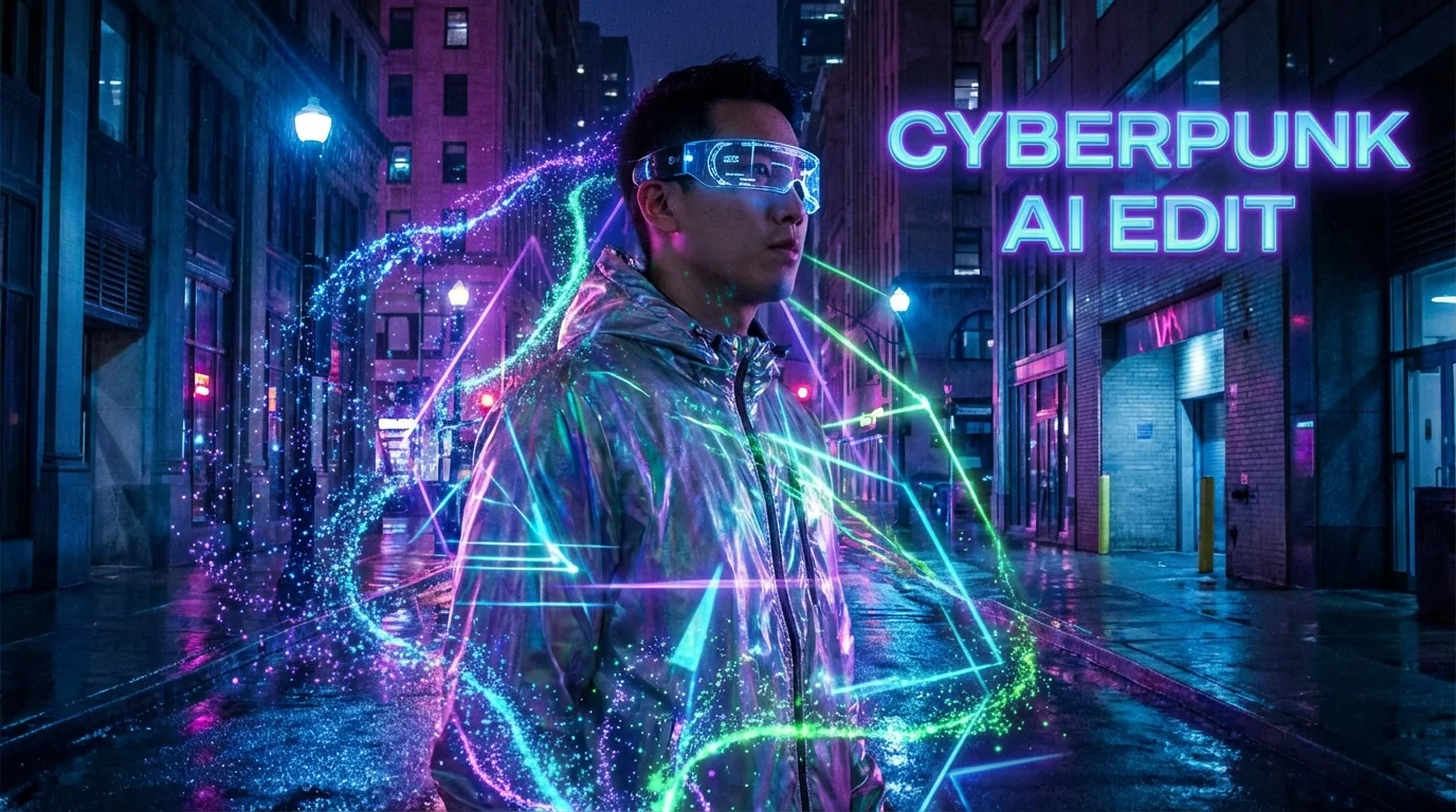 AI修图做炫酷特效：光效粒子霓虹让照片炸裂的方法 - FlowPix