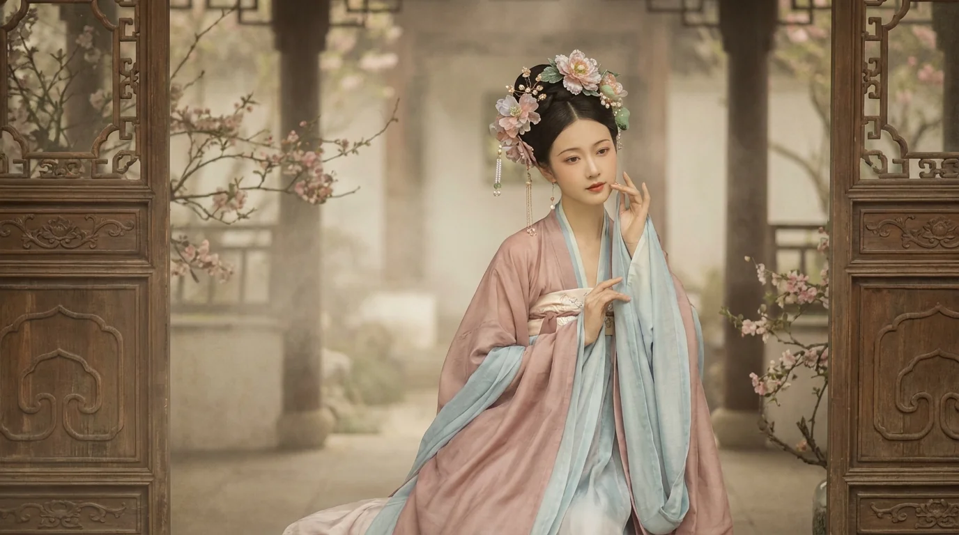 AI修图加簪花效果：古风写真后期的国潮玩法 - FlowPix