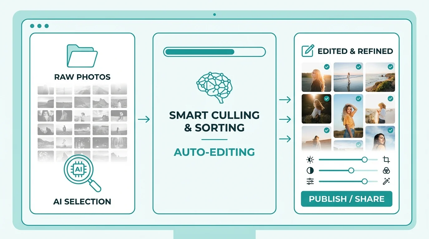 AI选图+AI修图：从海量照片里挑出最好的再精修 - FlowPix