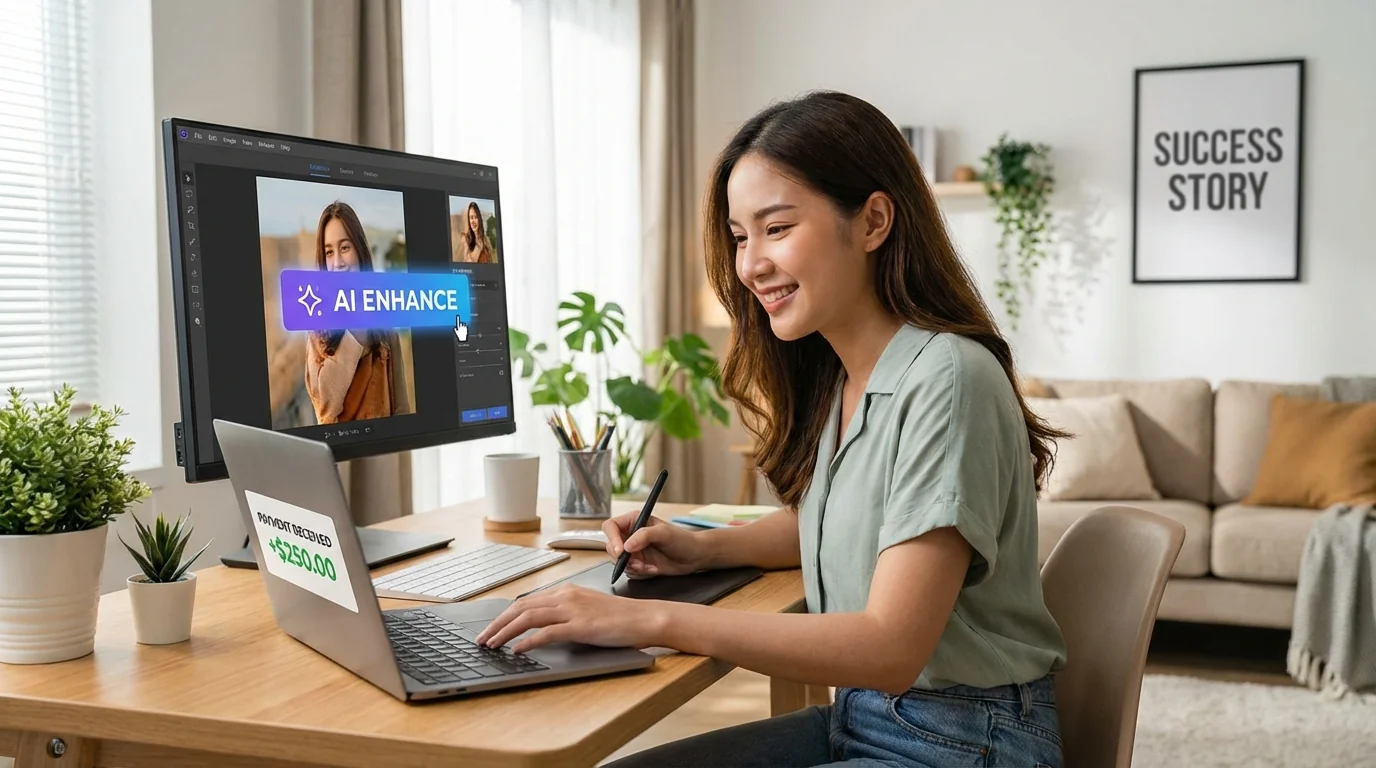 小白也能当修图师：像小刘一样零基础用AI接单的故事 - FlowPix