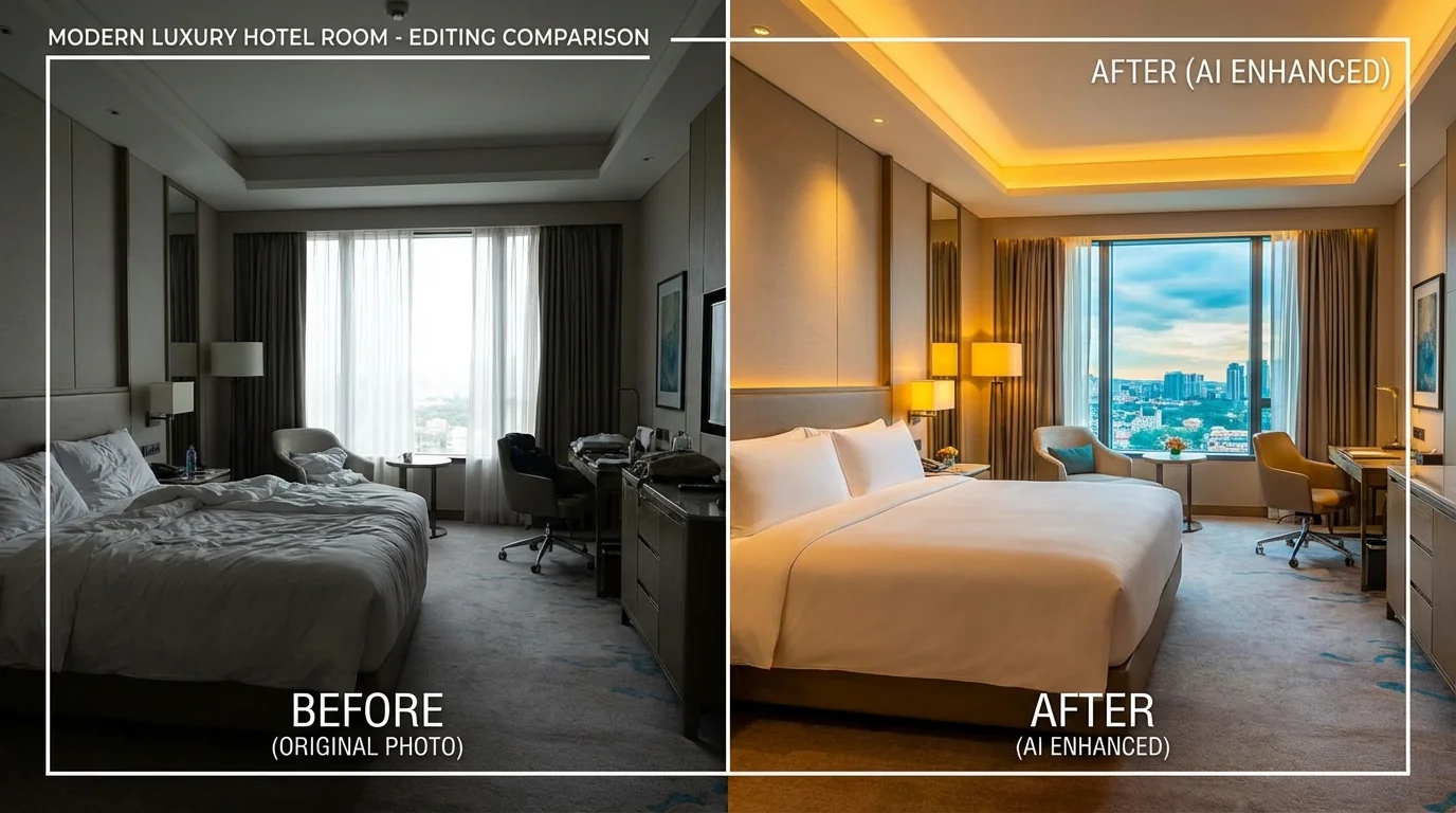 酒店照片AI修图进阶：从民宿到五星级的出图秘籍 - FlowPix