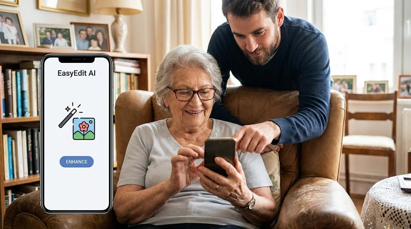 老年人也能玩AI修图？手把手教父母用手机修照片 - FlowPix