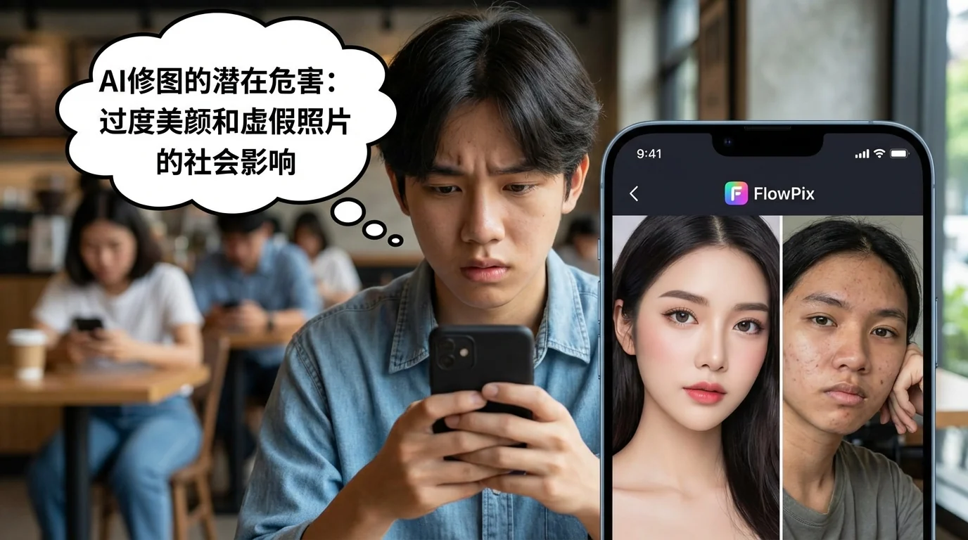 AI修图的潜在危害：过度美颜和虚假照片的社会影响 - FlowPix