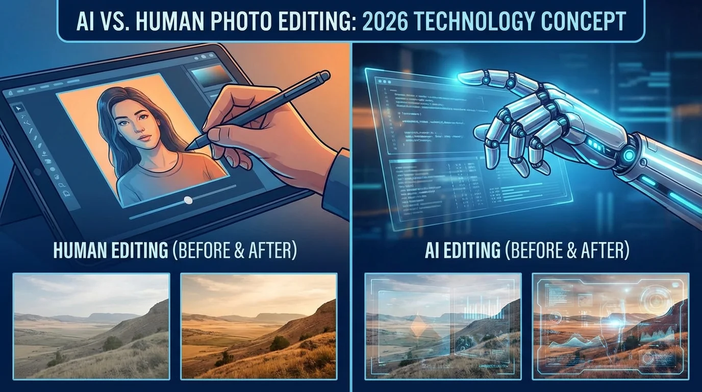 AI修图和人工修图差距有多大？2026年真实对比 - FlowPix