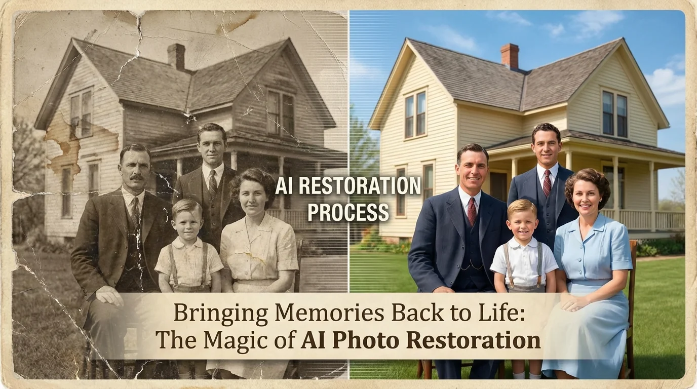 AI修图修复老照片：破损褪色模糊一键救回 - FlowPix