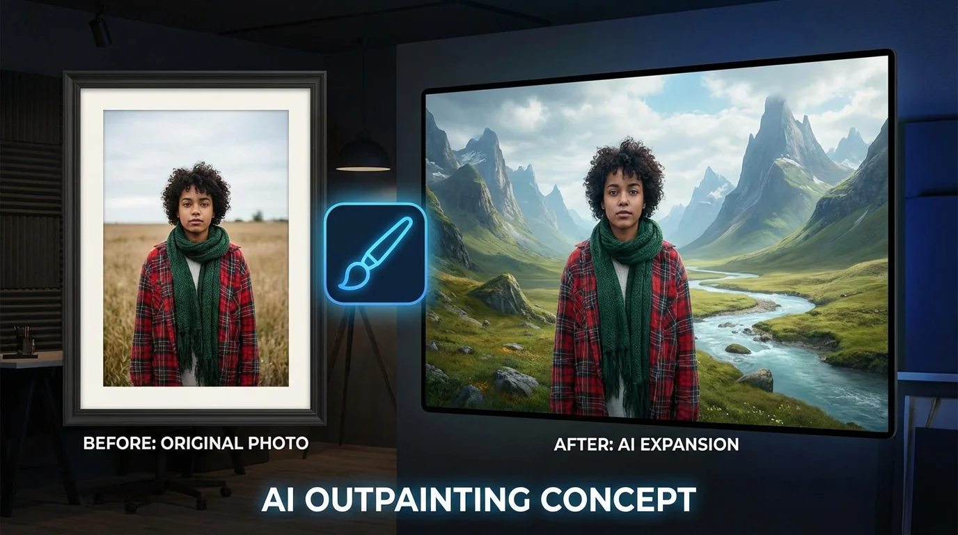 AI扩图修图：一键扩展画面边缘填充新内容教程 - FlowPix