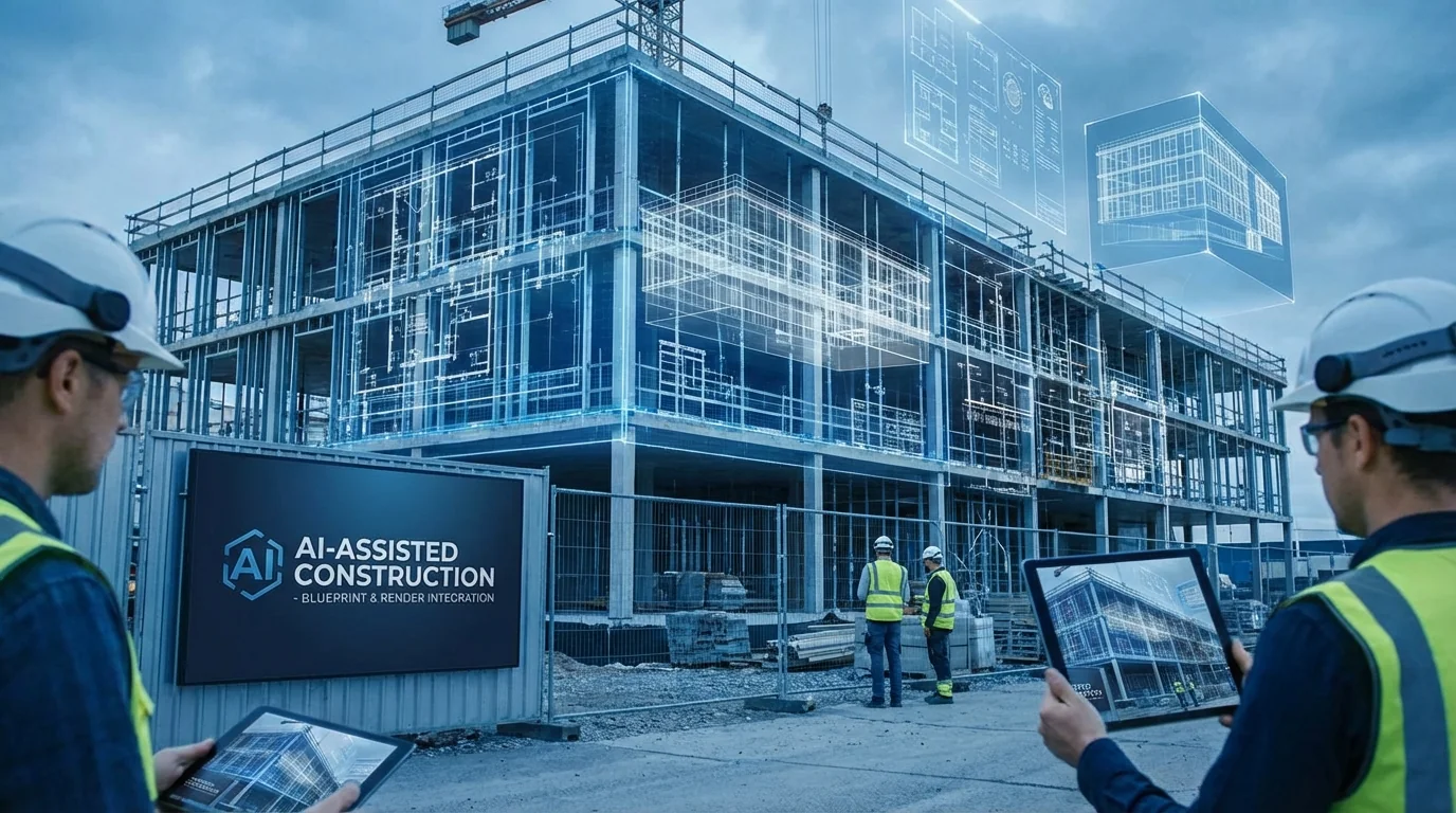 工程照片AI修图：施工图竣工图效果图后期处理方案 - FlowPix