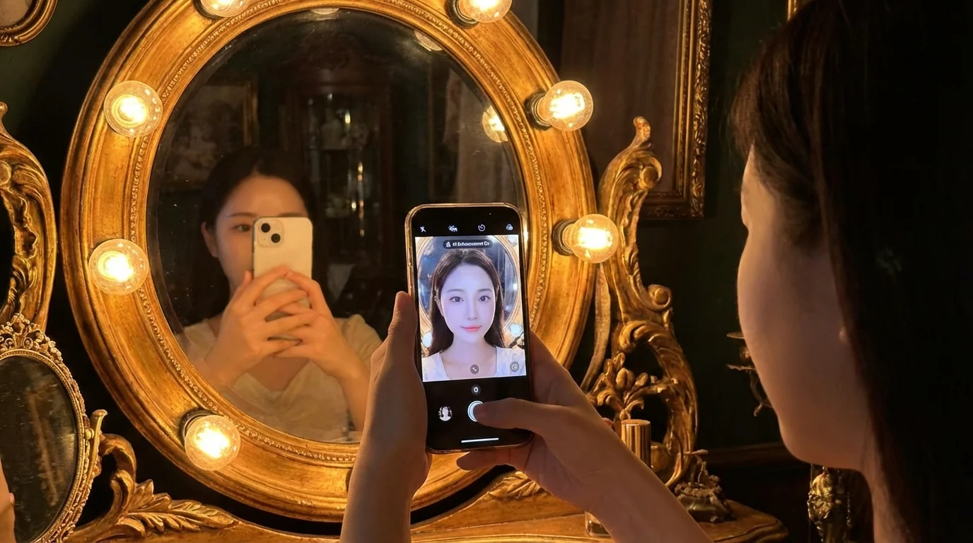 照镜AI修图：用AI帮你照出镜子里最好看的自己 - FlowPix