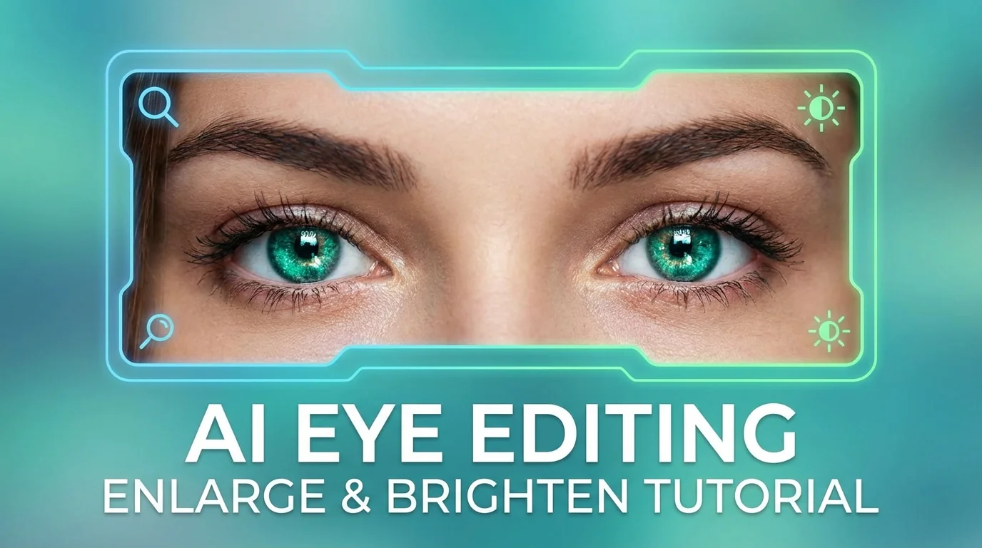 AI修图修眼睛教程：放大、去红血丝、调眼神光全搞定