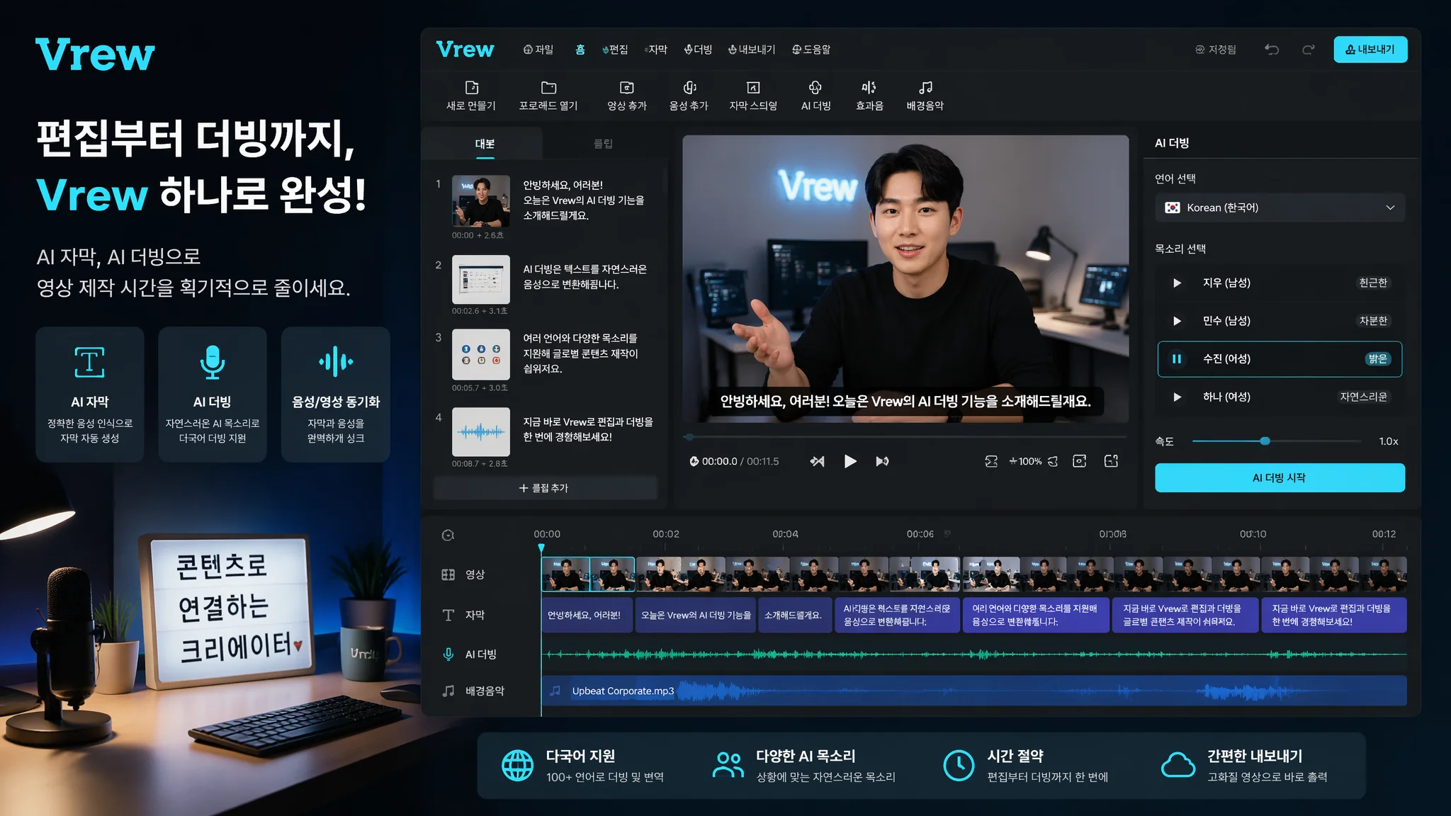 Vrew(브루) AI 더빙 완벽 분석 2026: 영상 편집과 자동 더빙을 한 번에
