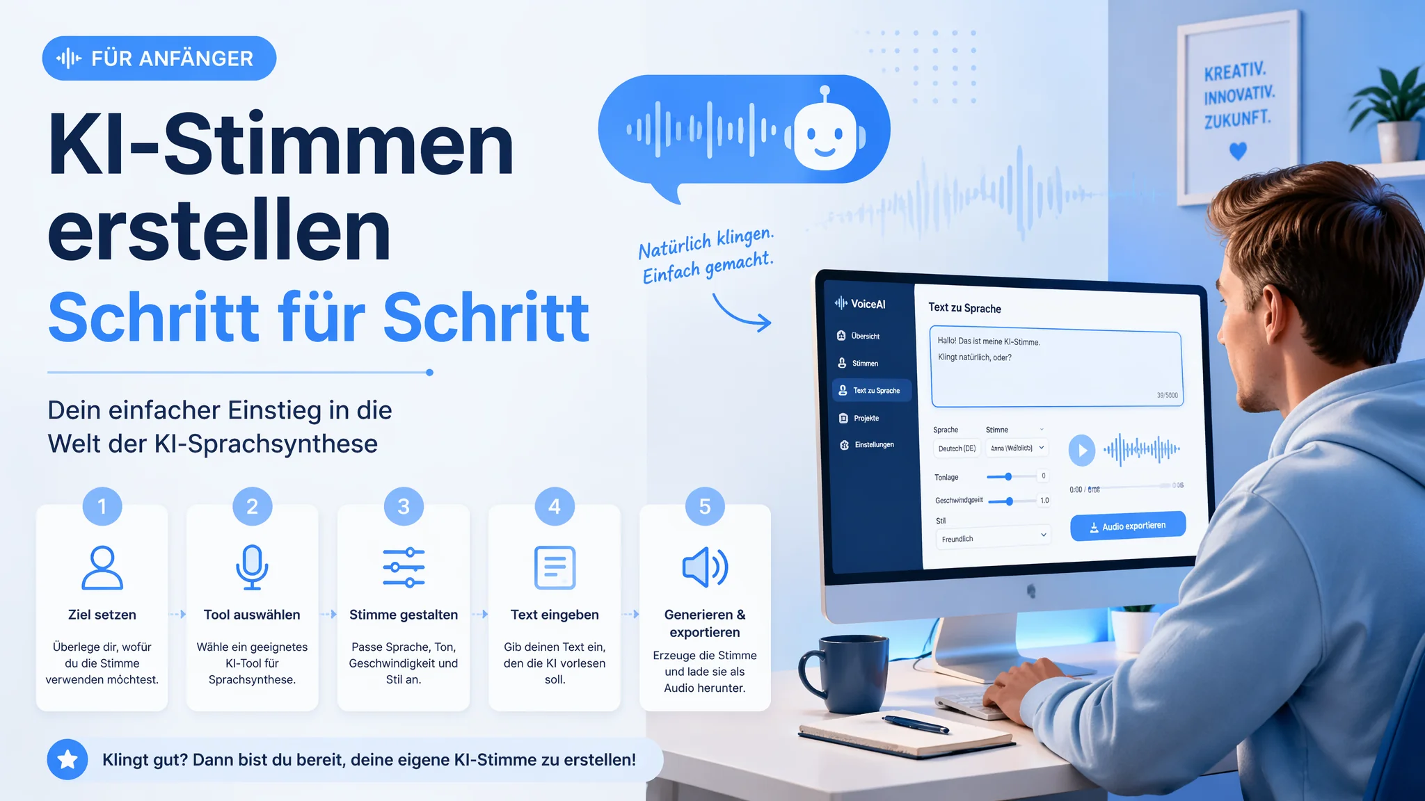 Deutsche KI Stimme erstellen 2026: Schritt-für-Schritt Tutorial für Einsteiger