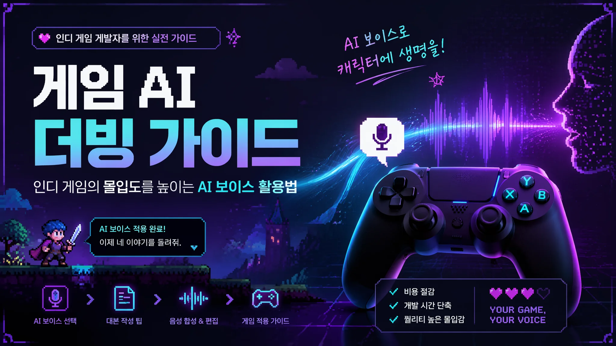 게임 콘텐츠 AI 더빙 입문 가이드 2026: 인디게임·유튜브 게임채널용 완벽 튜토리얼