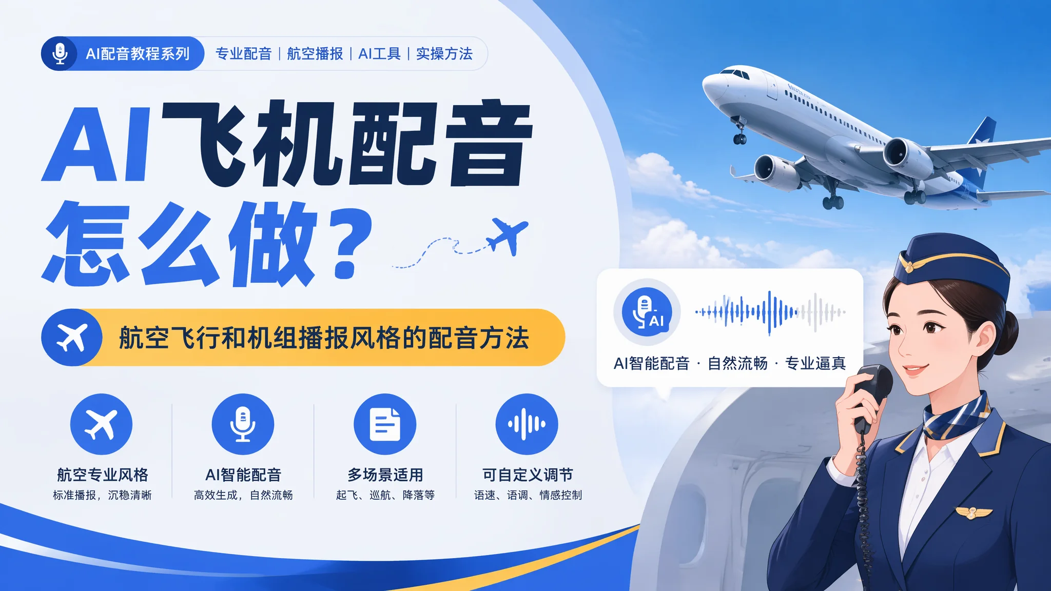 AI飞机配音怎么做？航空飞行和机组播报风格的配音方法