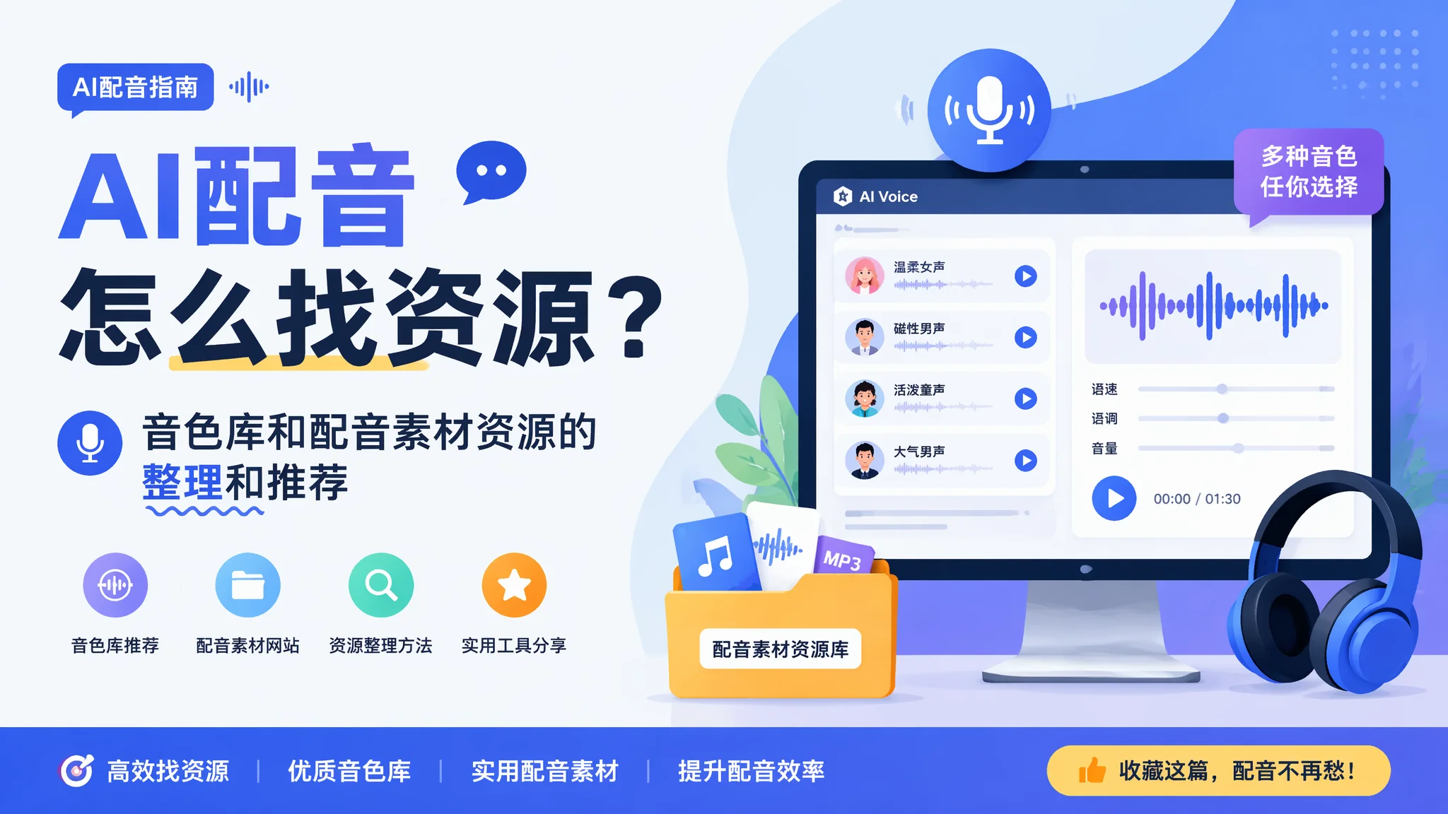 AI配音怎么找资源？音色库和配音素材资源的整理和推荐