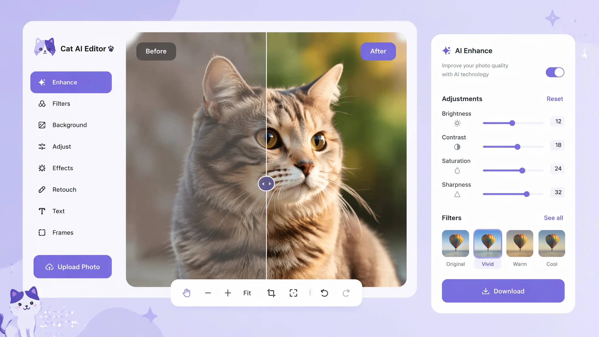 ai修图猫咪实战录：橘猫布偶英短三种毛质四种光线的AI处理对比