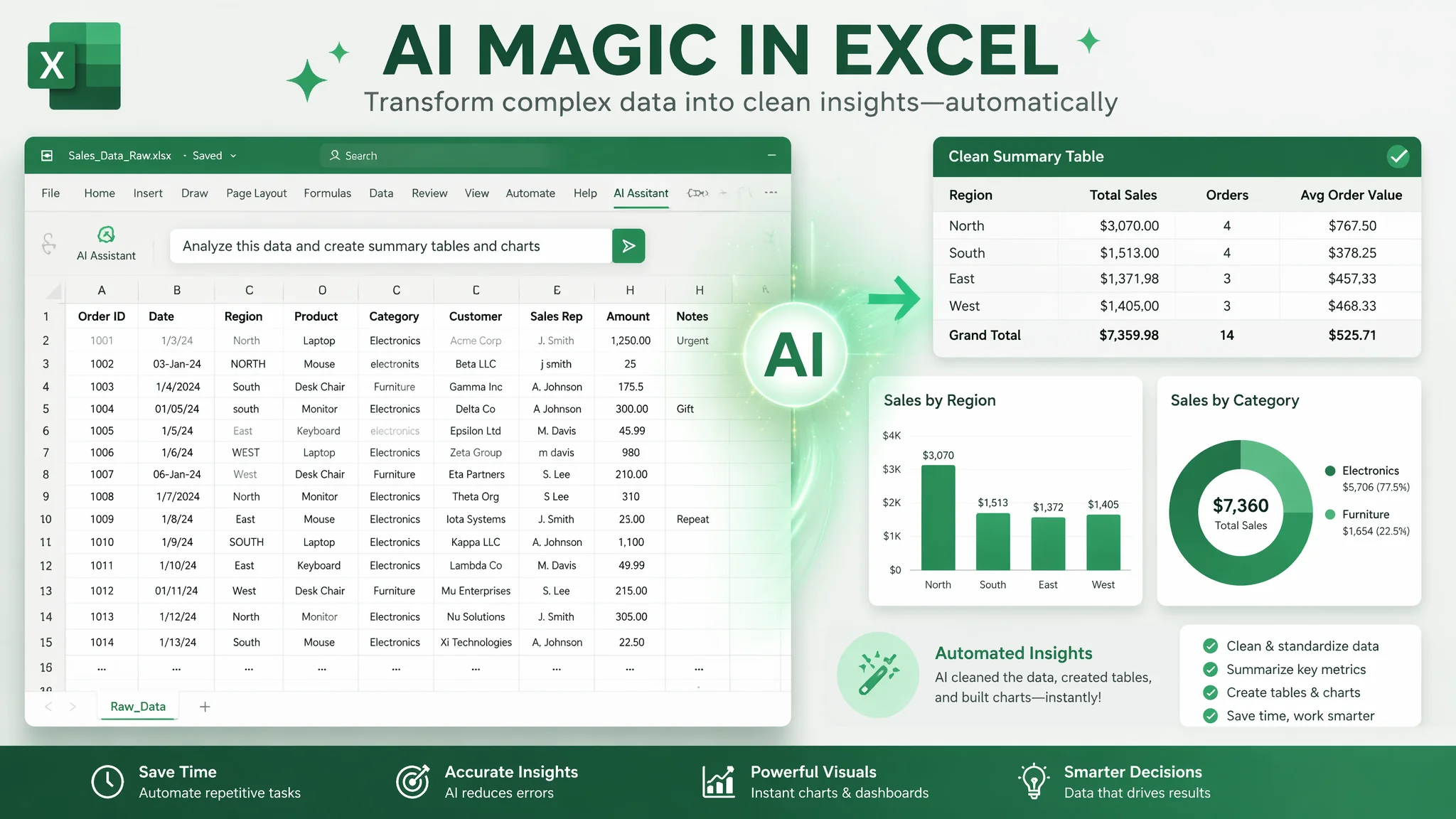 用AI批量处理Excel数据：不会VBA也能实现自动化办公