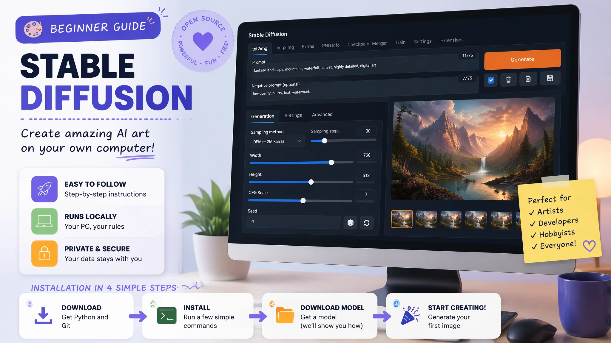 AI绘画SD入门教程：Stable Diffusion从安装到出第一张图