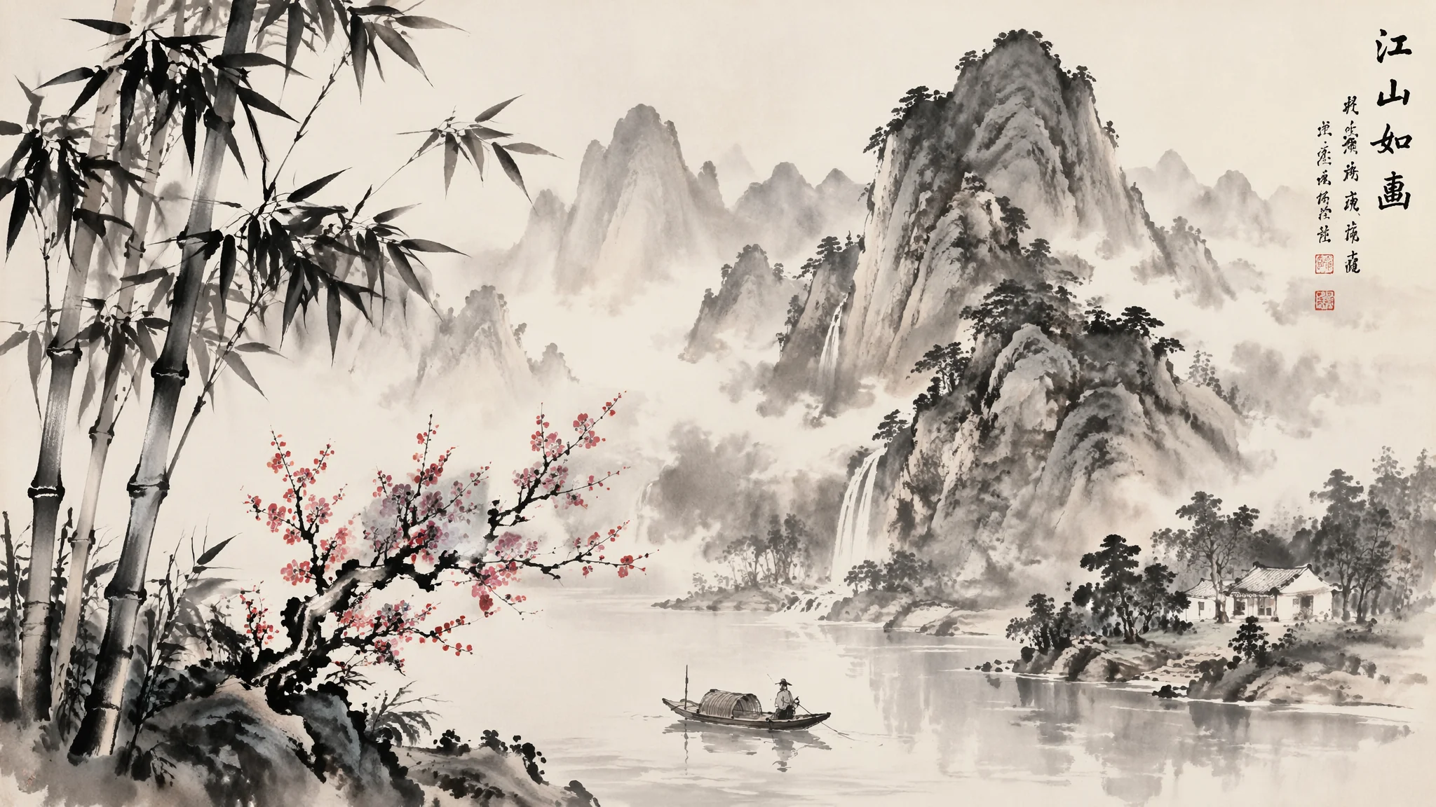 AI国画绘画教程：中国传统水墨山水和花鸟的AI画法