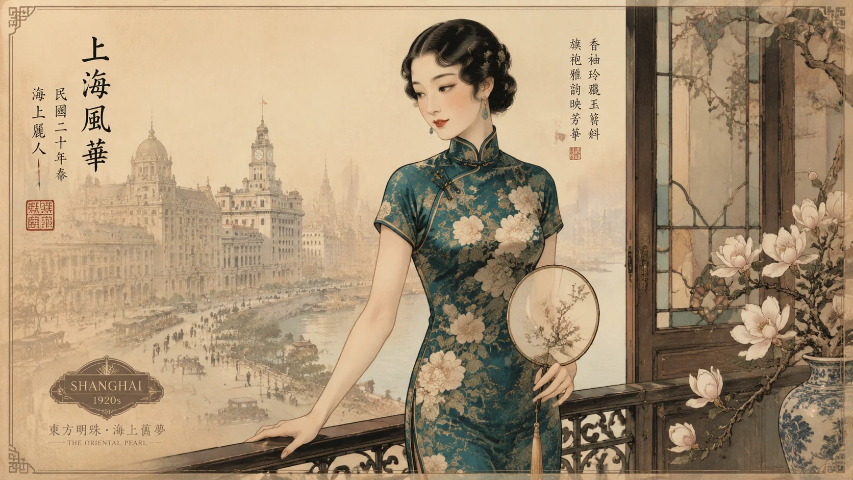 旗袍绘画AI教程：东方古典旗袍美人的精美画法