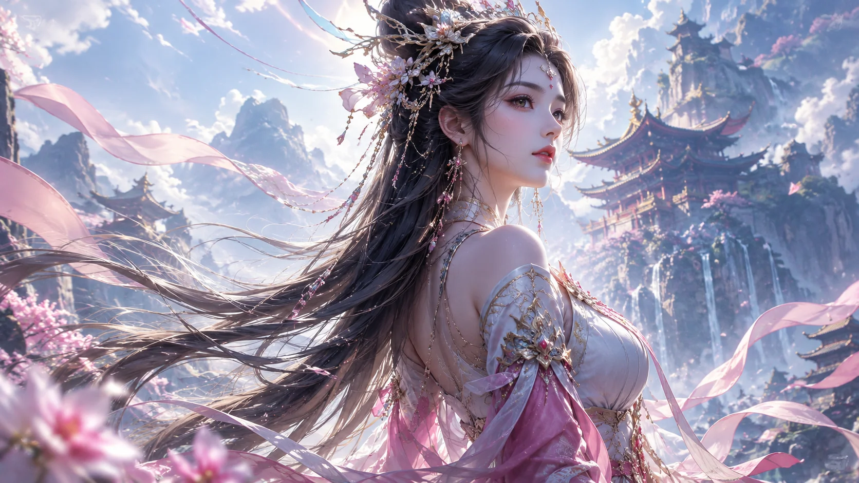 AI绘画国漫女神高清壁纸：国产动漫风的超清壁纸制作