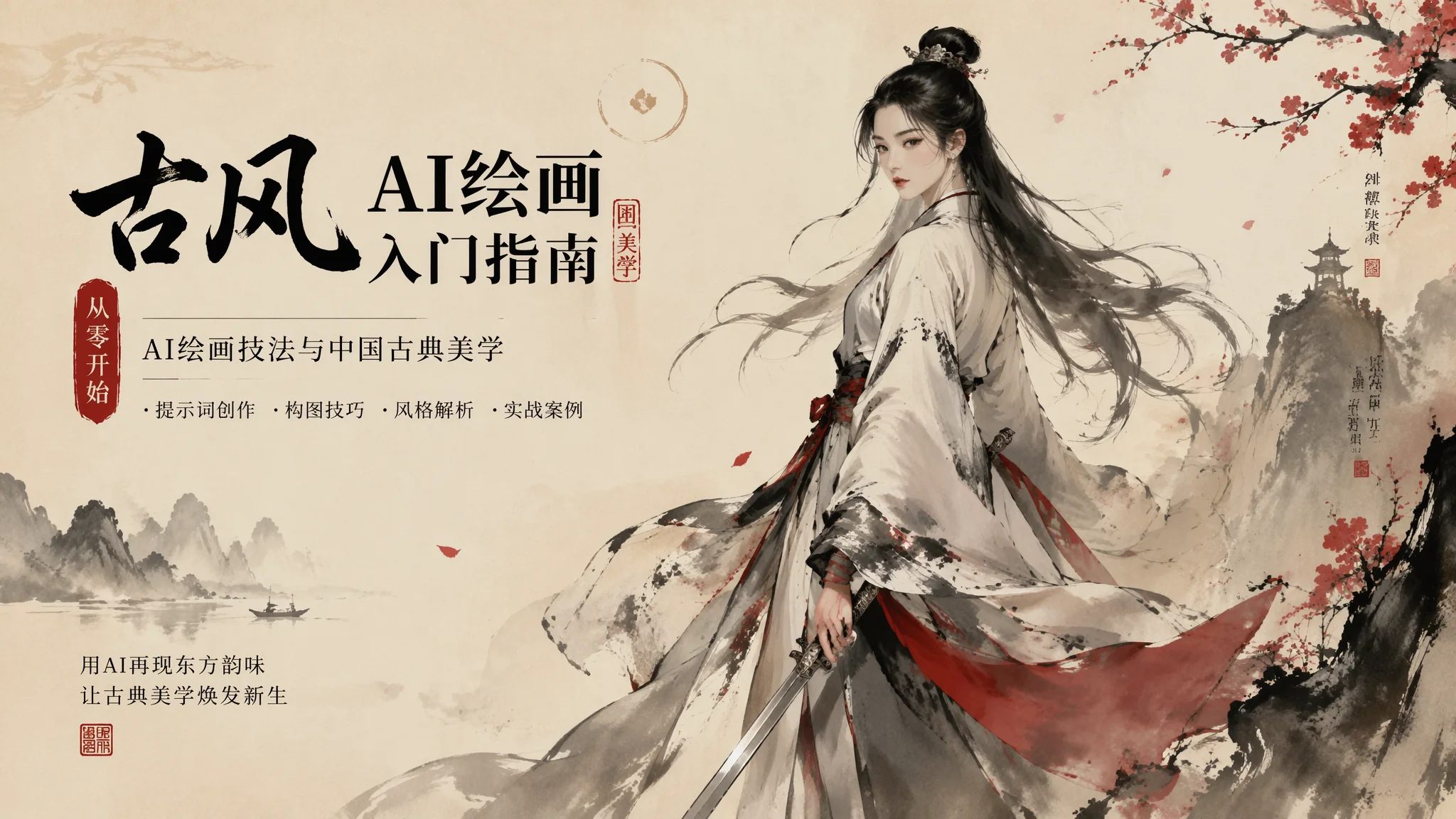 AI绘画生成古风人物的关键词：汉服侠女提示词大全