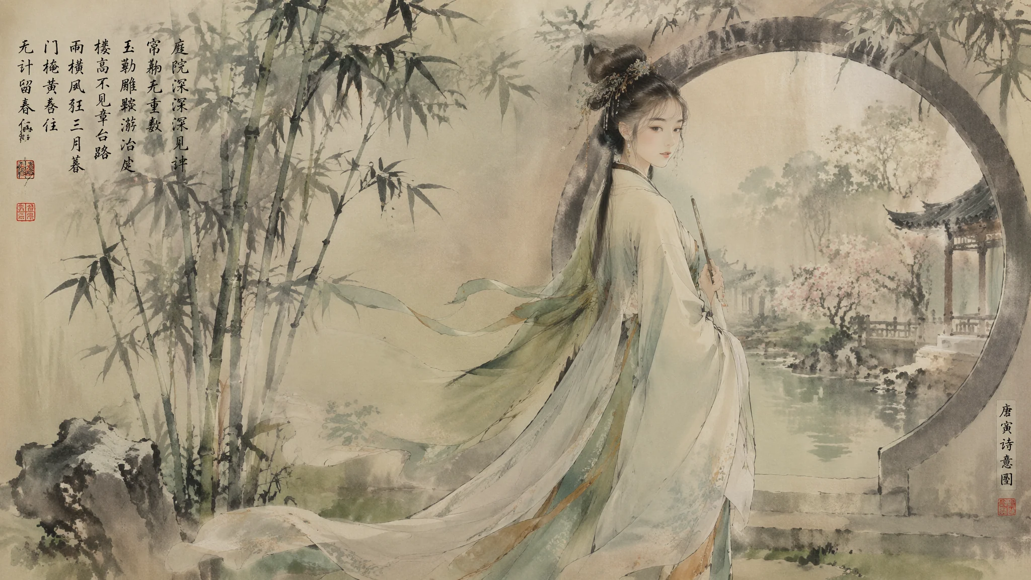 AI古风绘画怎么不画成影楼风？从汉服形制到工笔山水的东方美学prompt全拆解