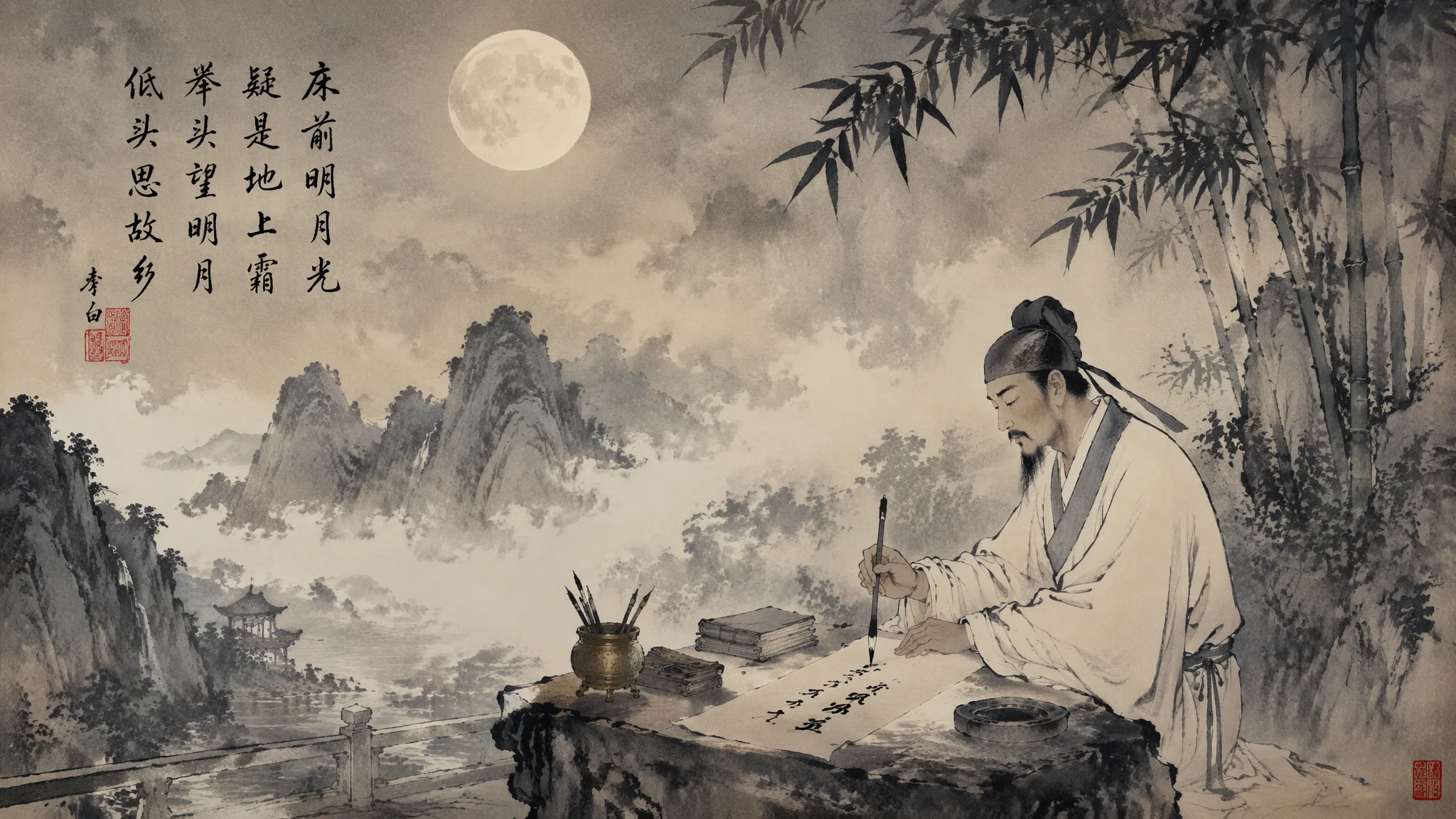 AI古诗词绘画进阶：唐诗宋词意境与古典文学美学的视觉再现