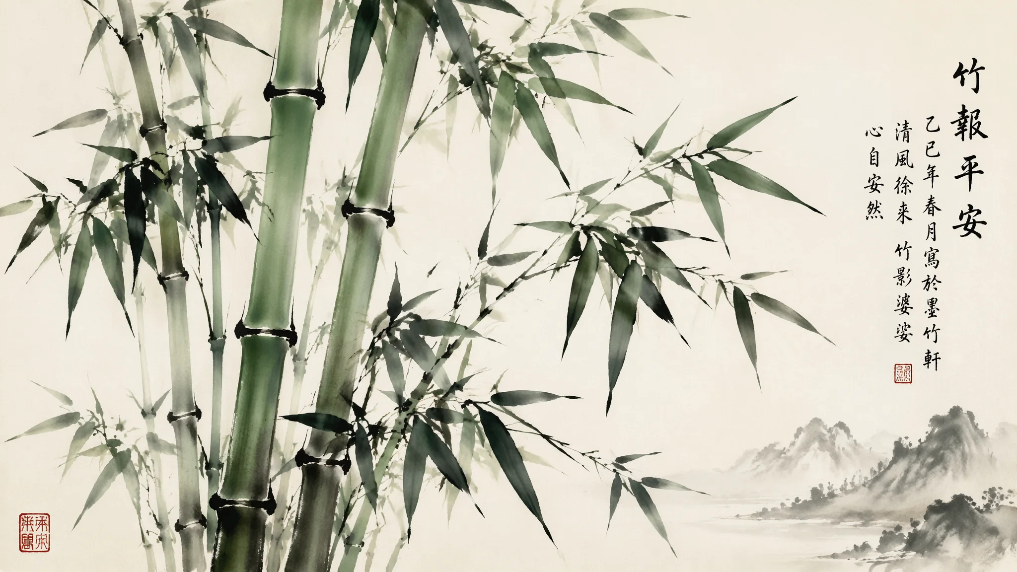 AI竹子植物绘画：东方气节与清雅意境的自然美学表达
