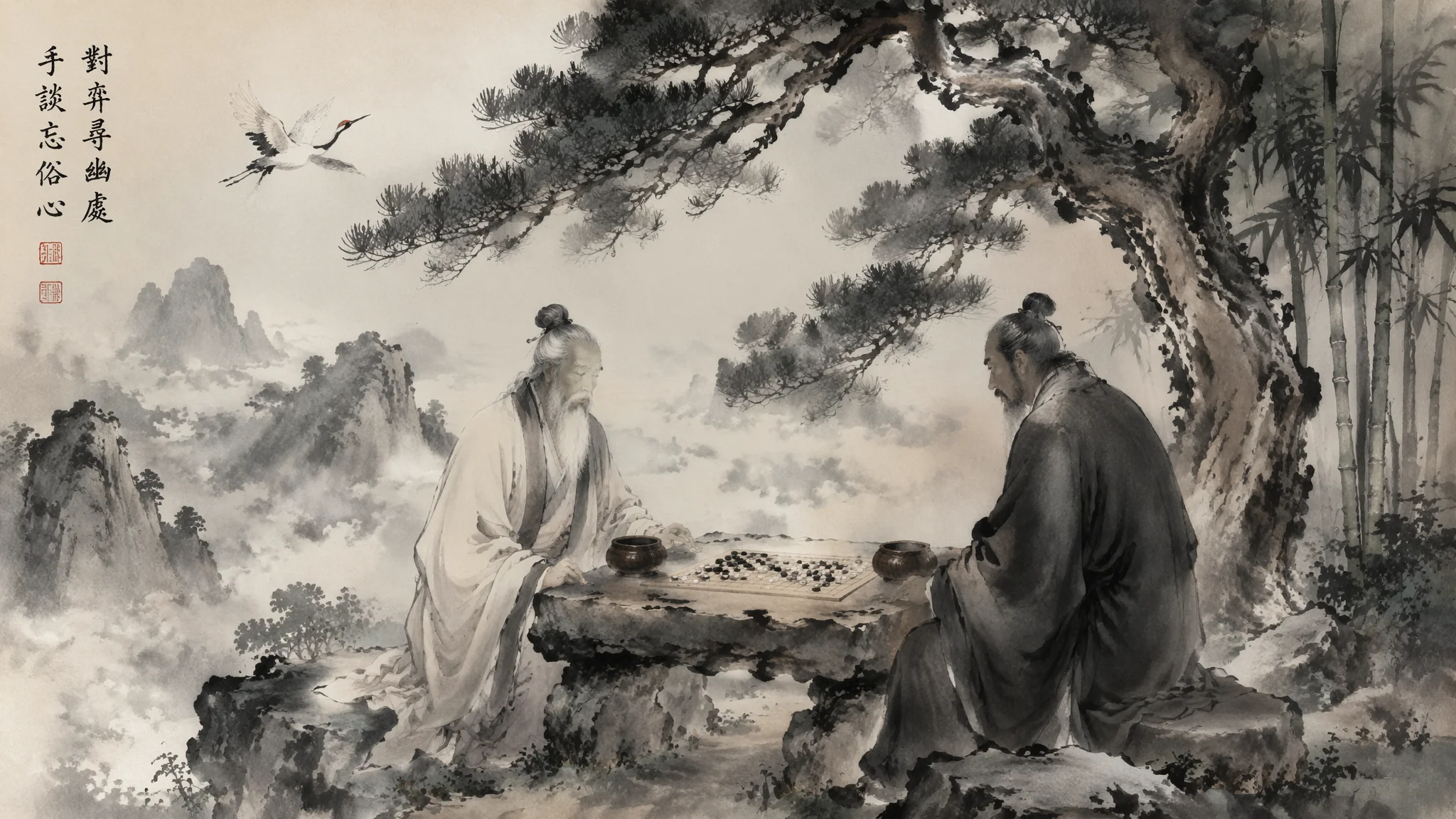 AI绘画对弈场景：围棋象棋博弈氛围与人物质感渲染指南