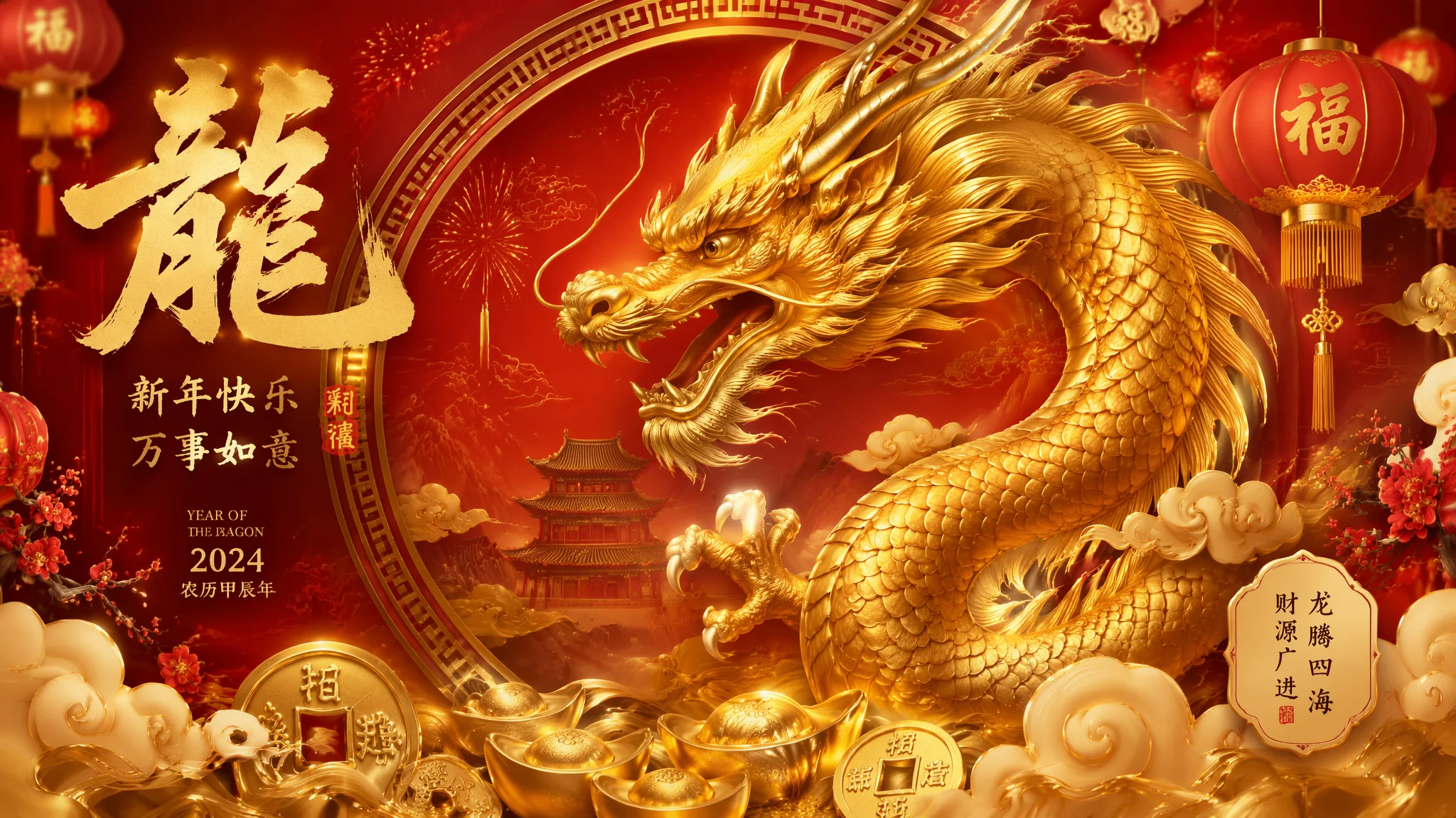AI龙年生肖绘画：中国龙年贺岁主题的传统与现代融合设计