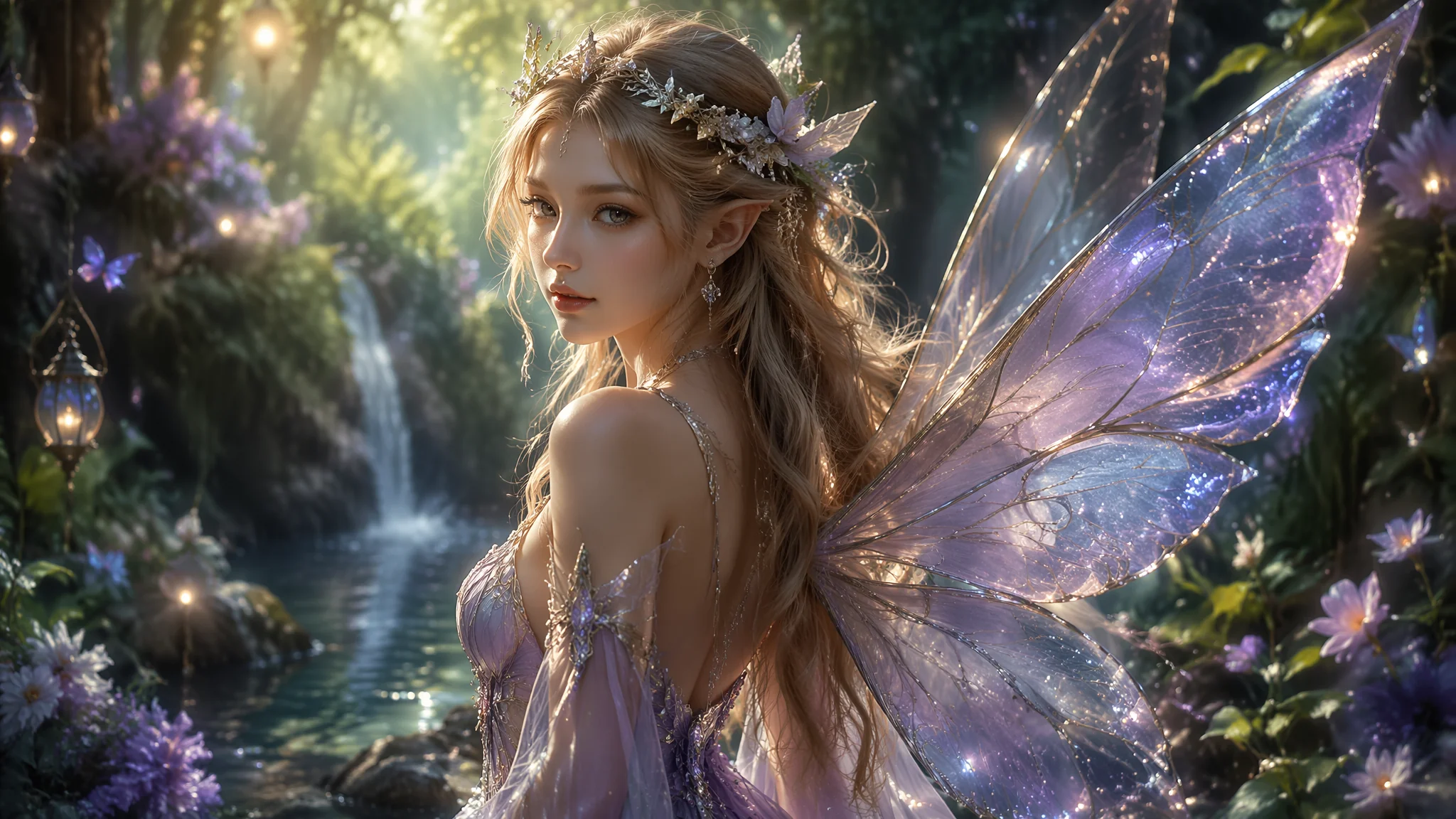 AI妖精精灵绘画：奇幻森林中的尖耳仙子与魔法生物角色设计
