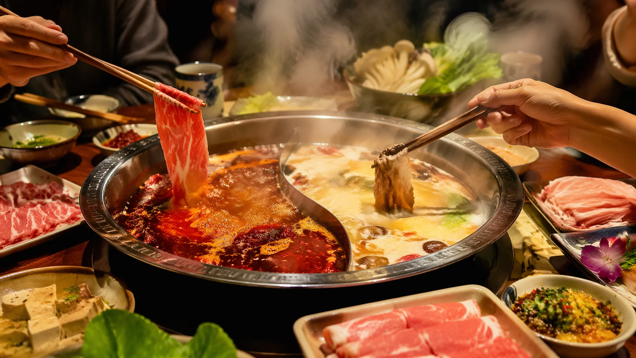 AI火锅美食绘画：沸腾麻辣与中式聚餐氛围的食欲视觉呈现