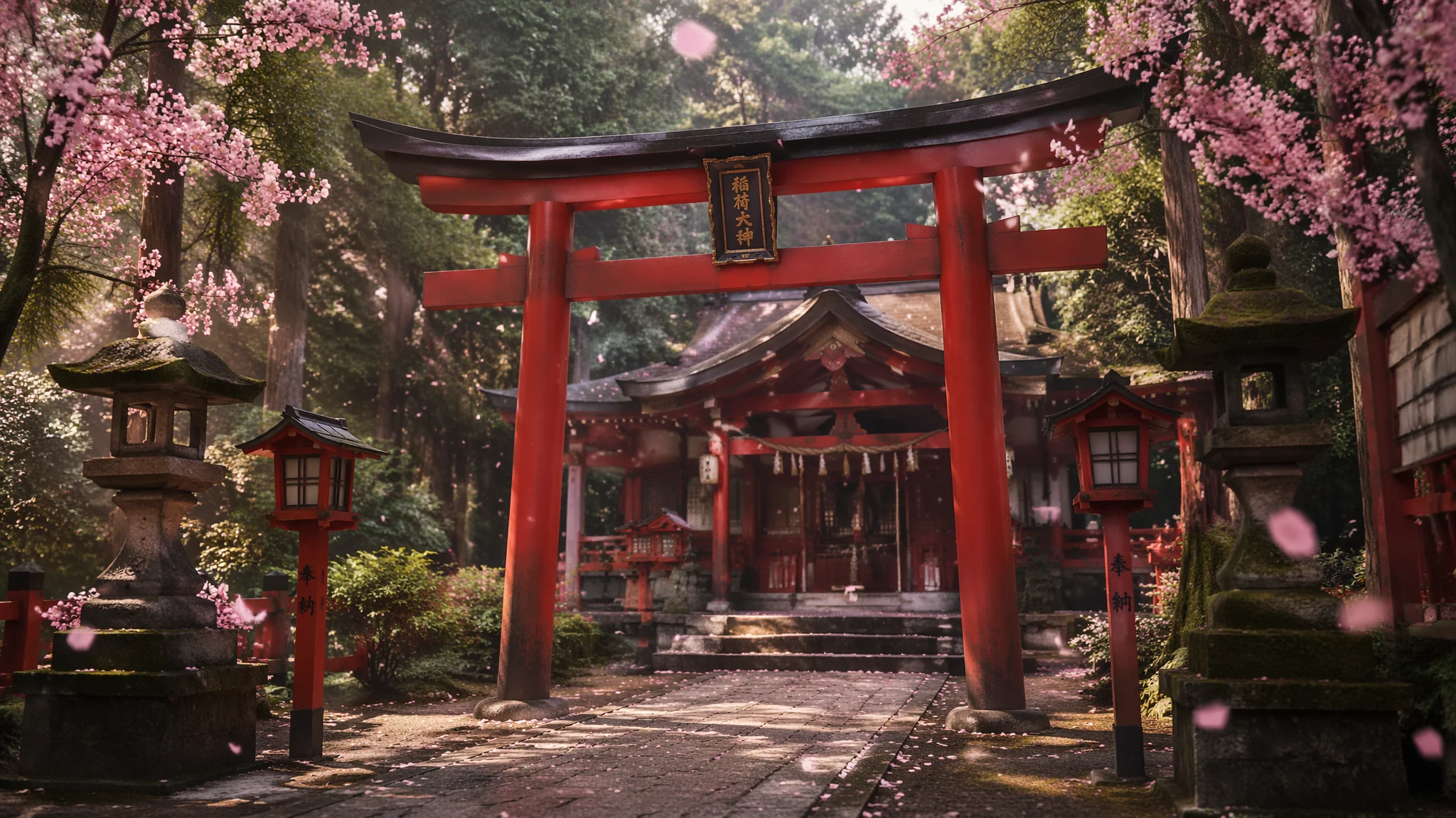 AI日本神社绘画：鸟居与和风建筑的神秘东方美学创作