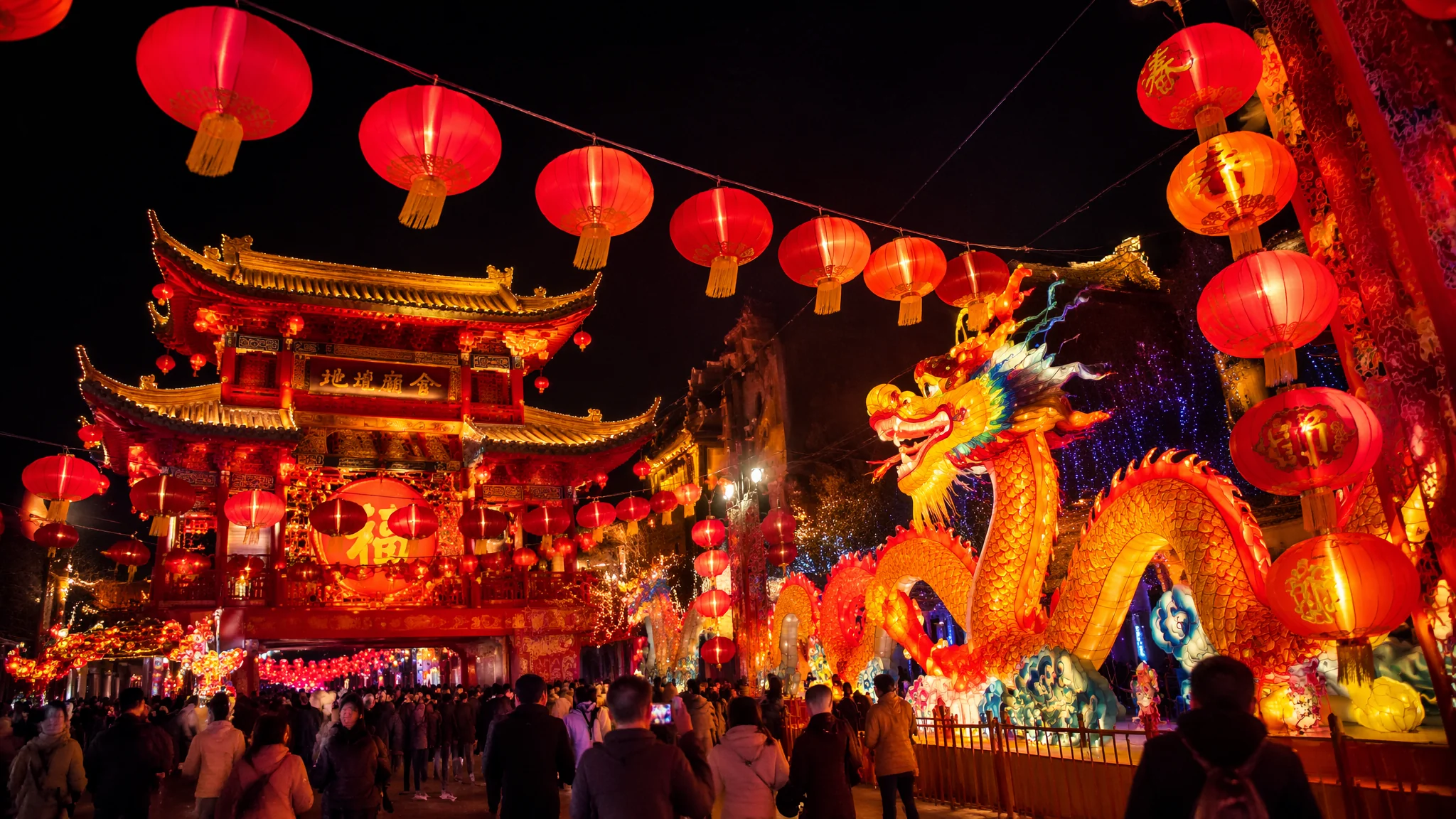 AI元宵灯会绘画：传统灯笼海洋与节日喜庆氛围的视觉盛宴