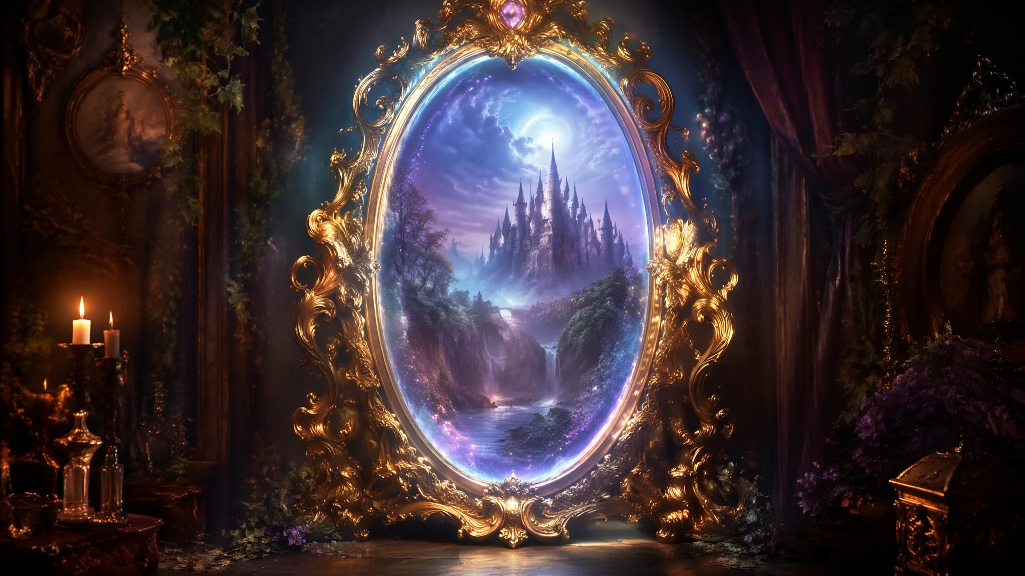 AI魔镜主题绘画：童话奇幻与镜面反射的创意视觉设计