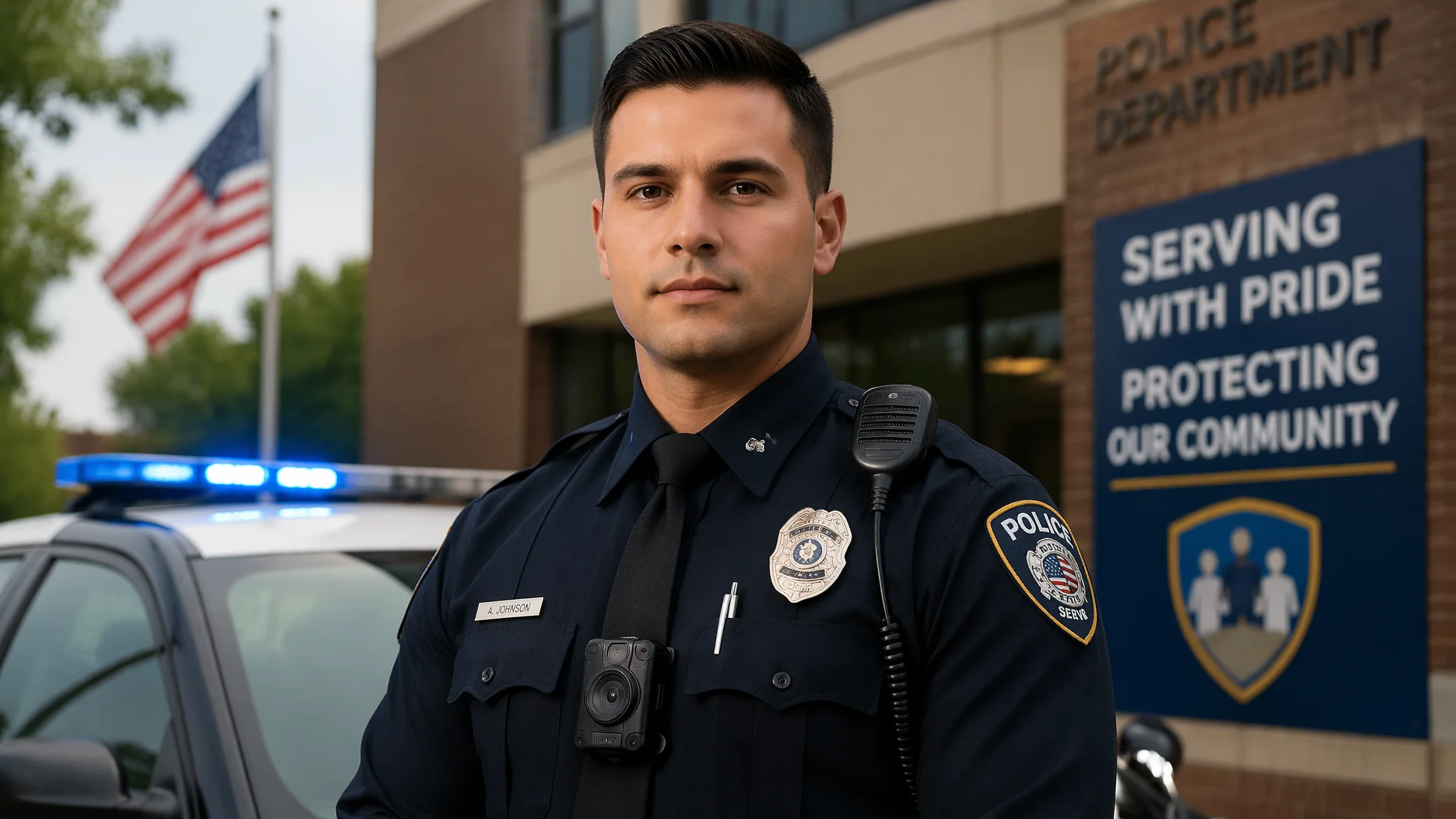 AI警察人物绘画：执法者制服与正气形象的视觉角色设计