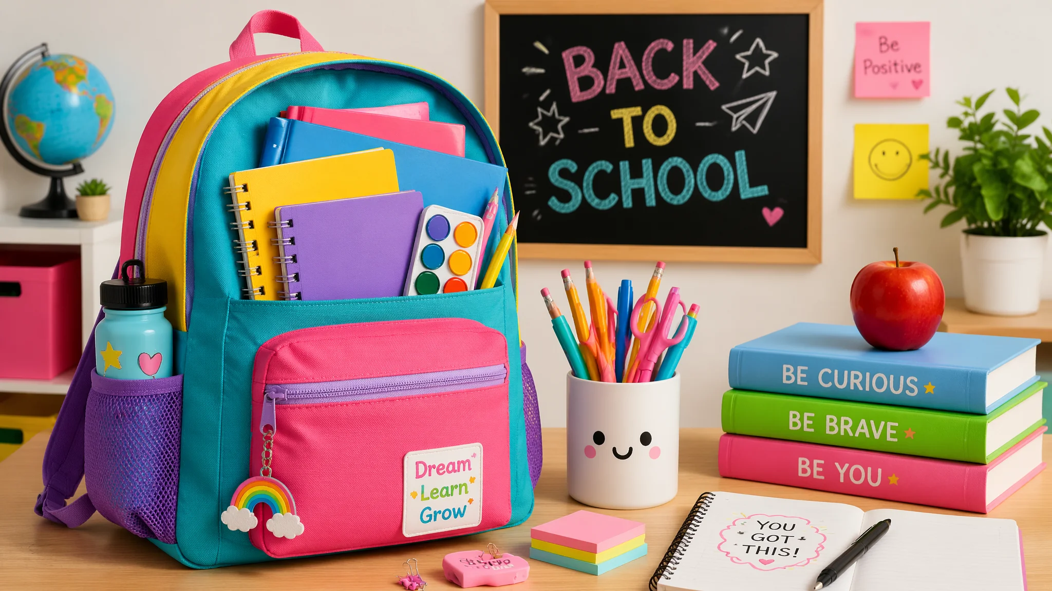 AI书包文具绘画：学生用品与校园回忆的产品级视觉呈现